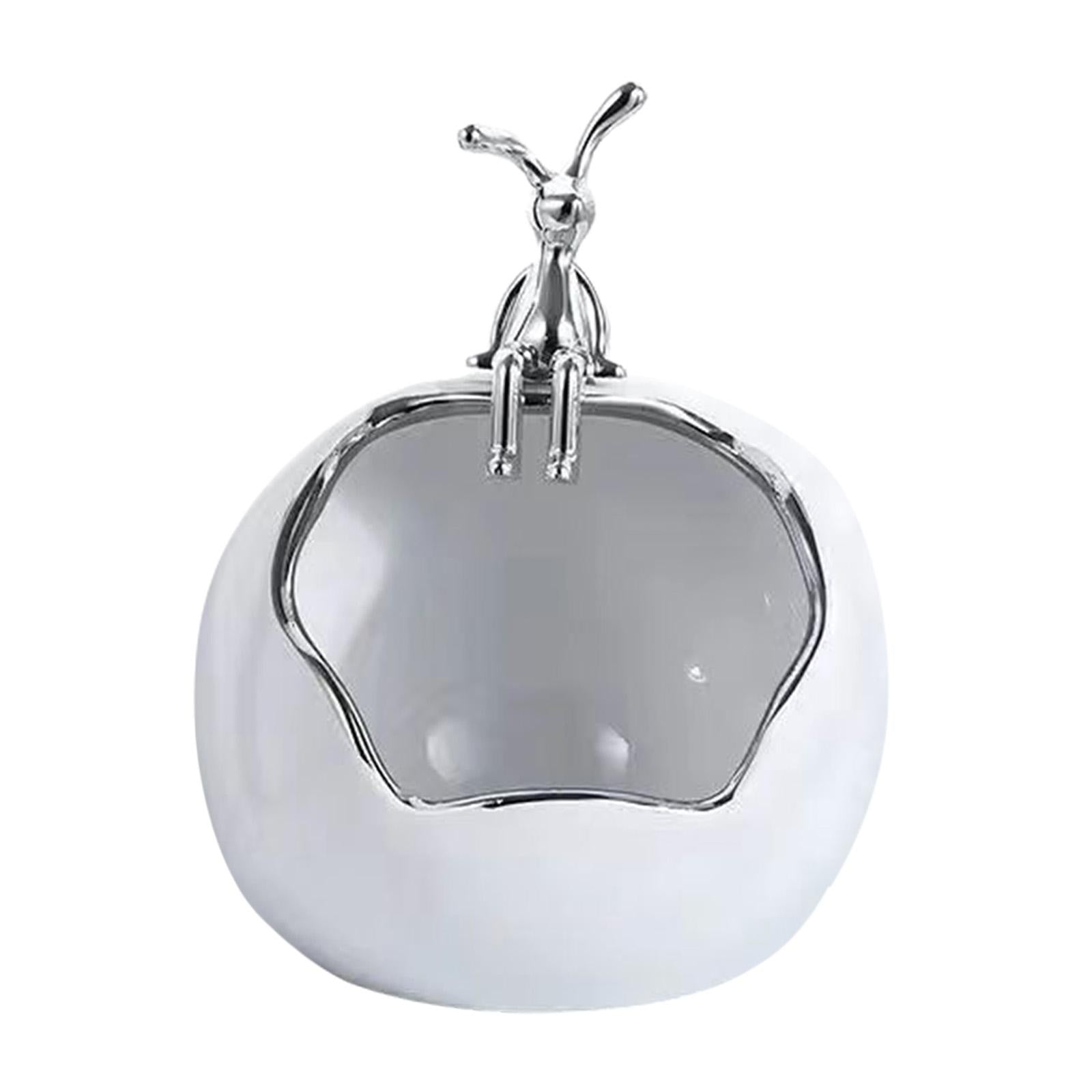 Rabbit Storage Box Statue for Desktop Apartment Decoration Entrance Corridor Sitting white