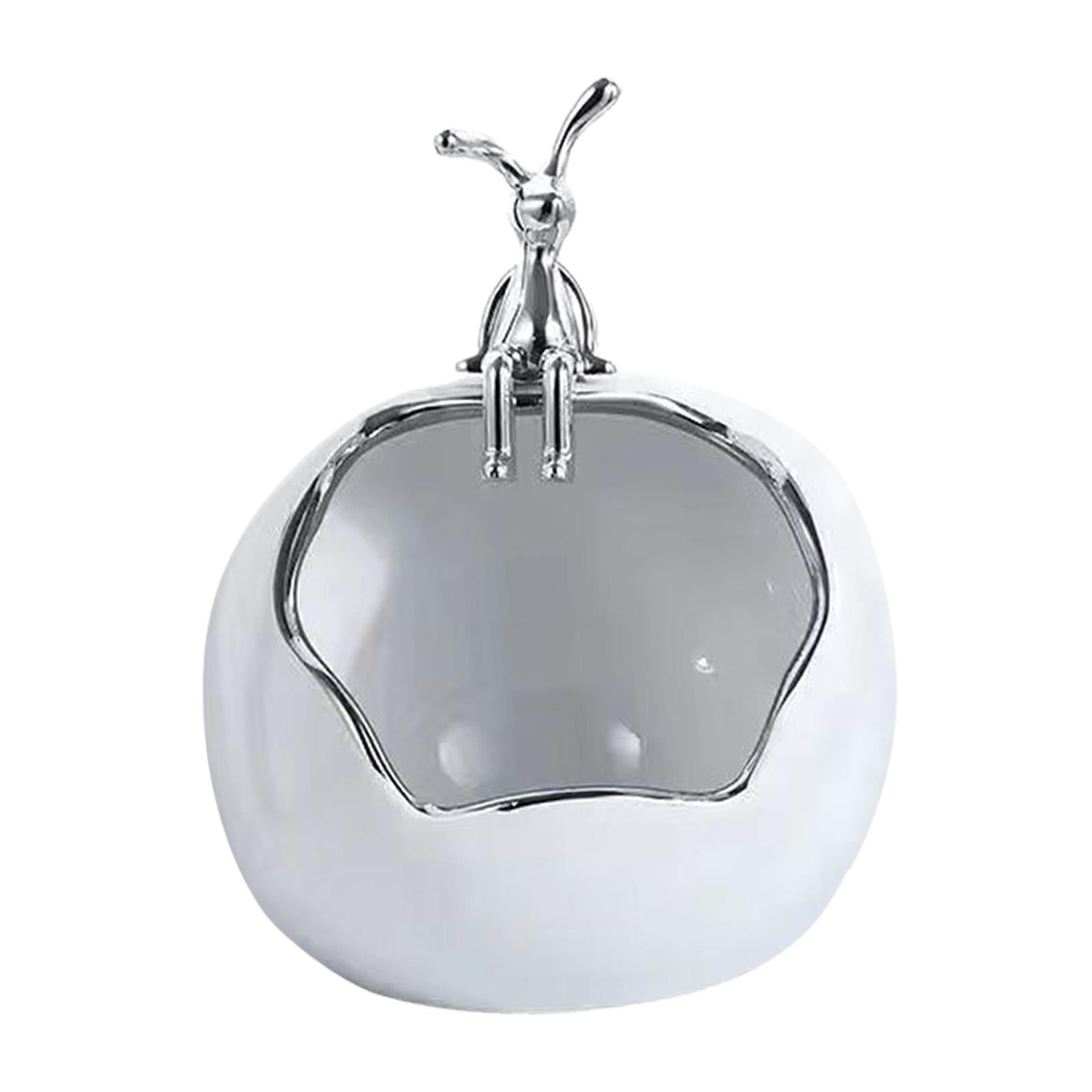 Rabbit Storage Box Statue for Desktop Apartment Decoration Entrance Corridor Sitting white