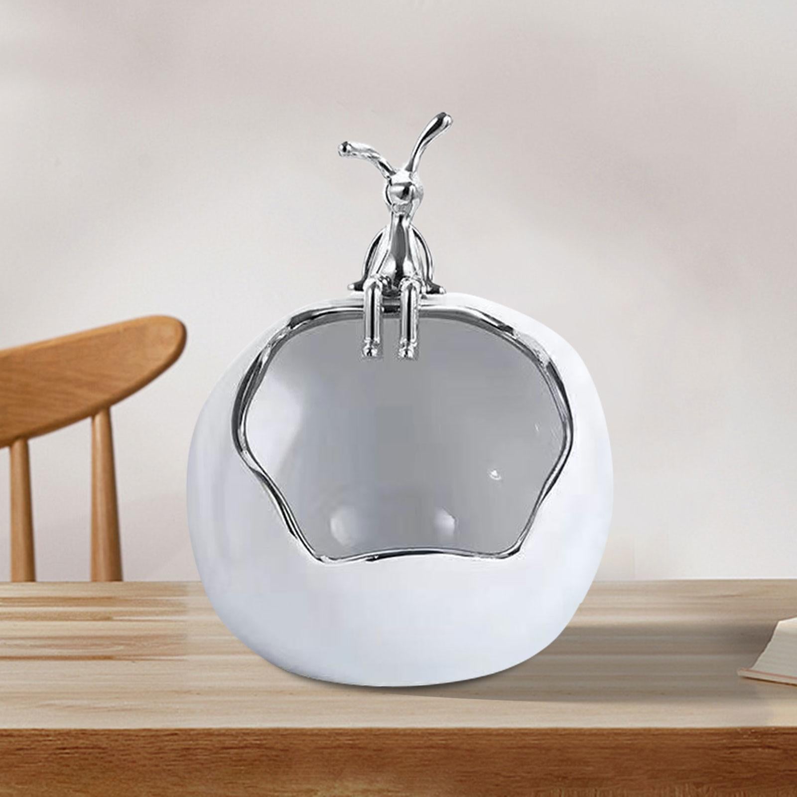 Rabbit Storage Box Statue for Desktop Apartment Decoration Entrance Corridor Sitting white
