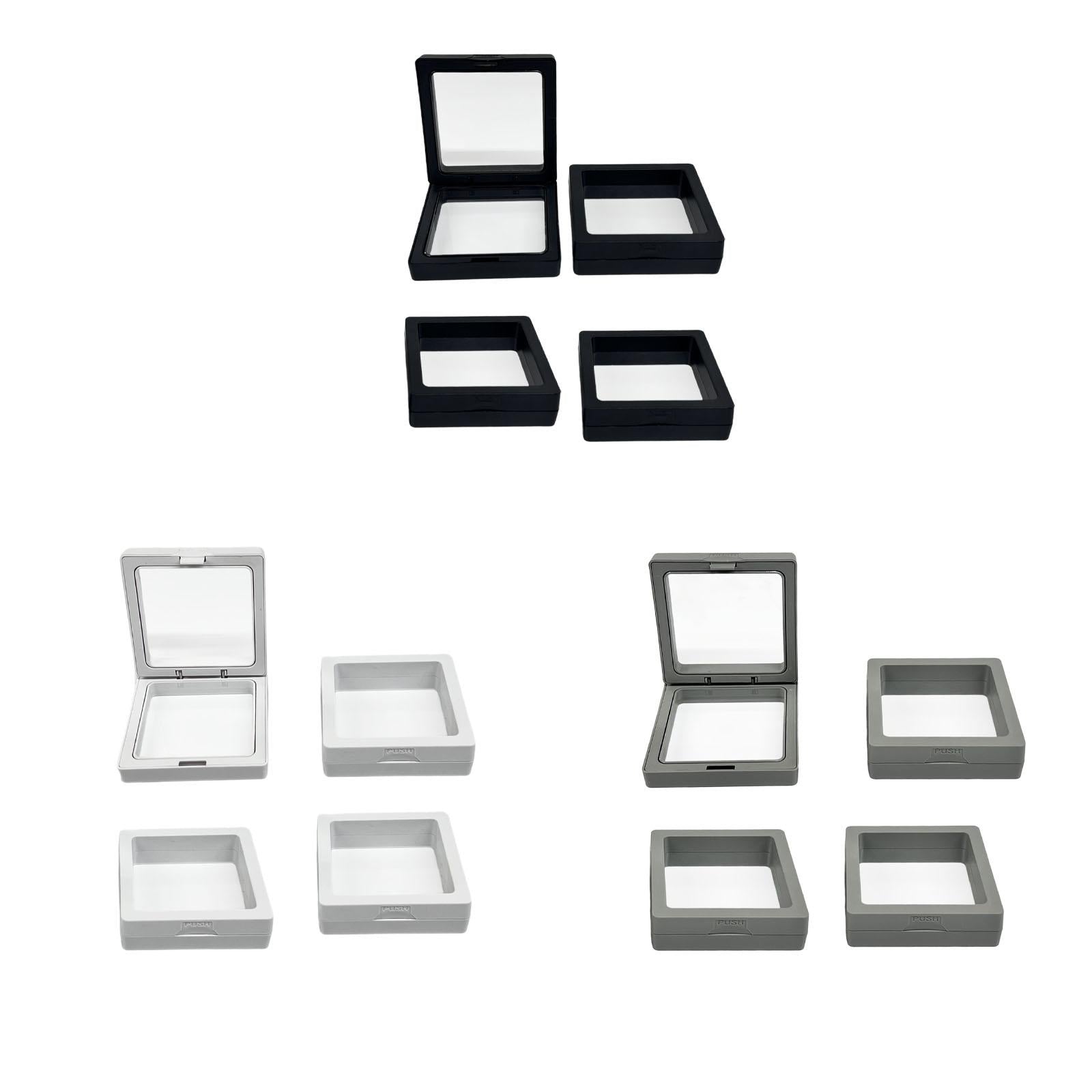 4x Floating Display Case Jewelry Storage Box for Brooch Medal Specimens Chip