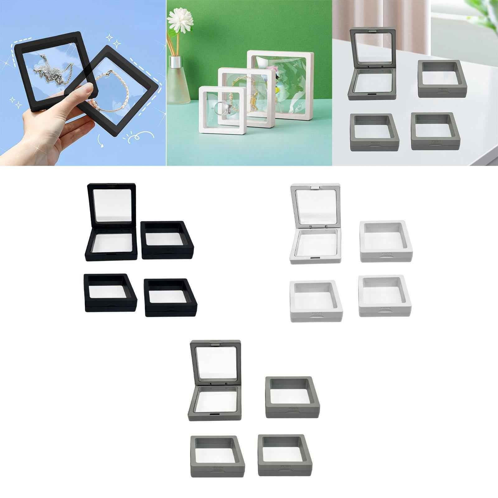 4x Floating Display Case Jewelry Storage Box for Brooch Medal Specimens Chip