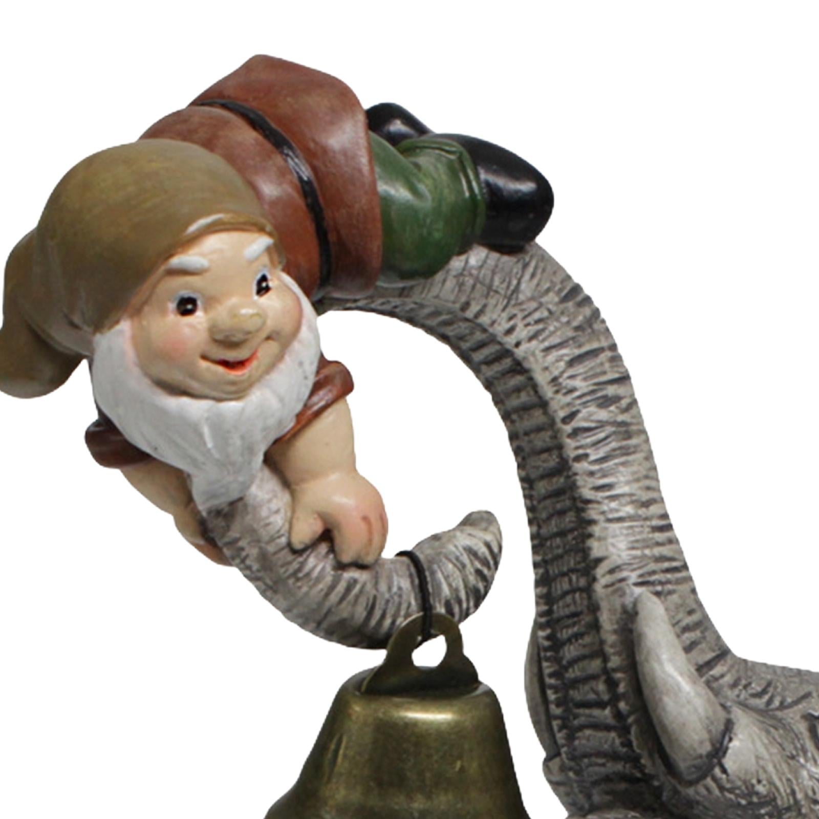 Elephant with Gnome Figurine Resin Decoration 13x6x12cm for Home Table Decor