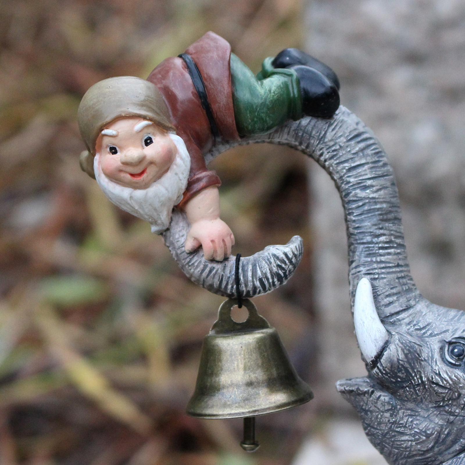Elephant with Gnome Figurine Resin Decoration 13x6x12cm for Home Table Decor