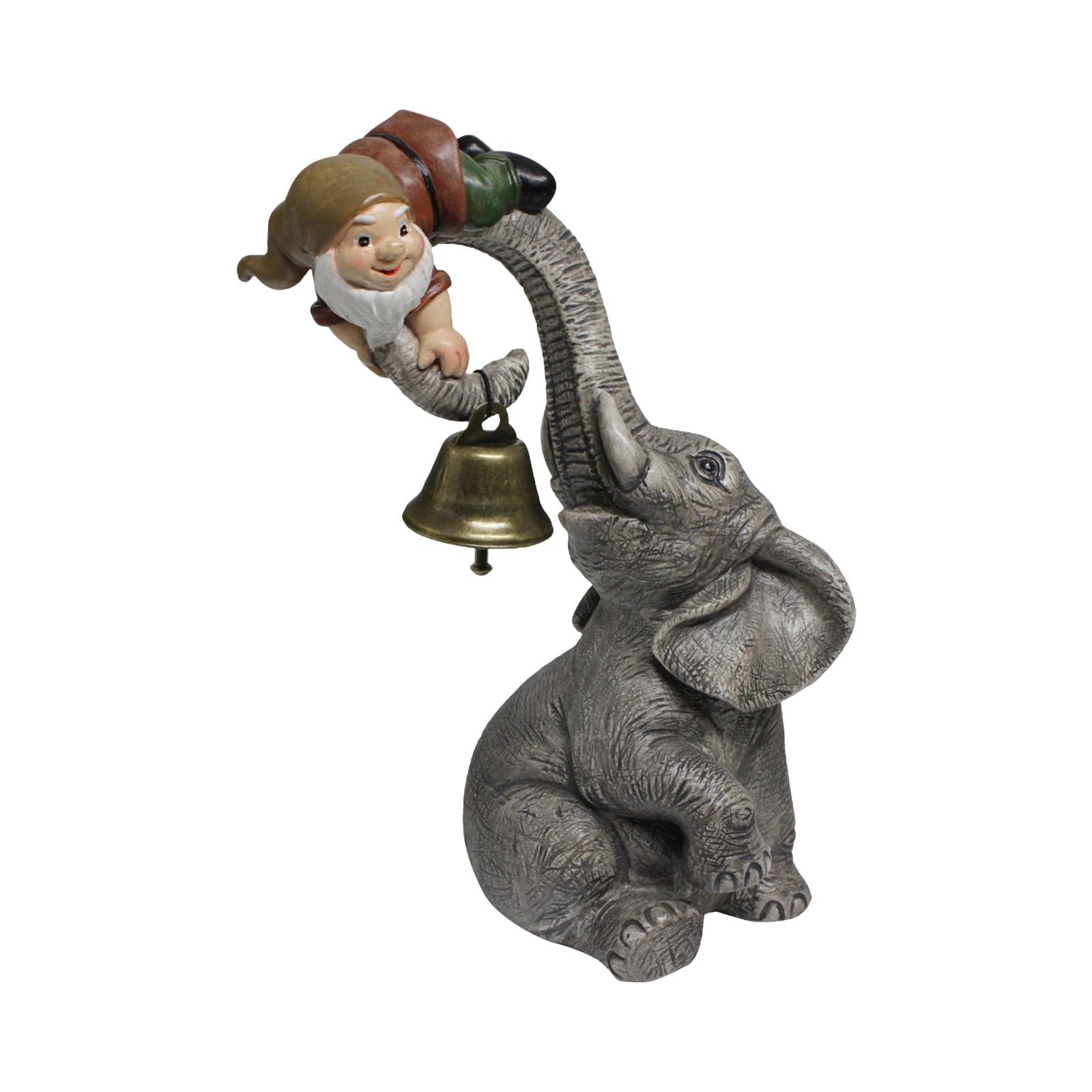 Elephant with Gnome Figurine Resin Decoration 13x6x12cm for Home Table Decor