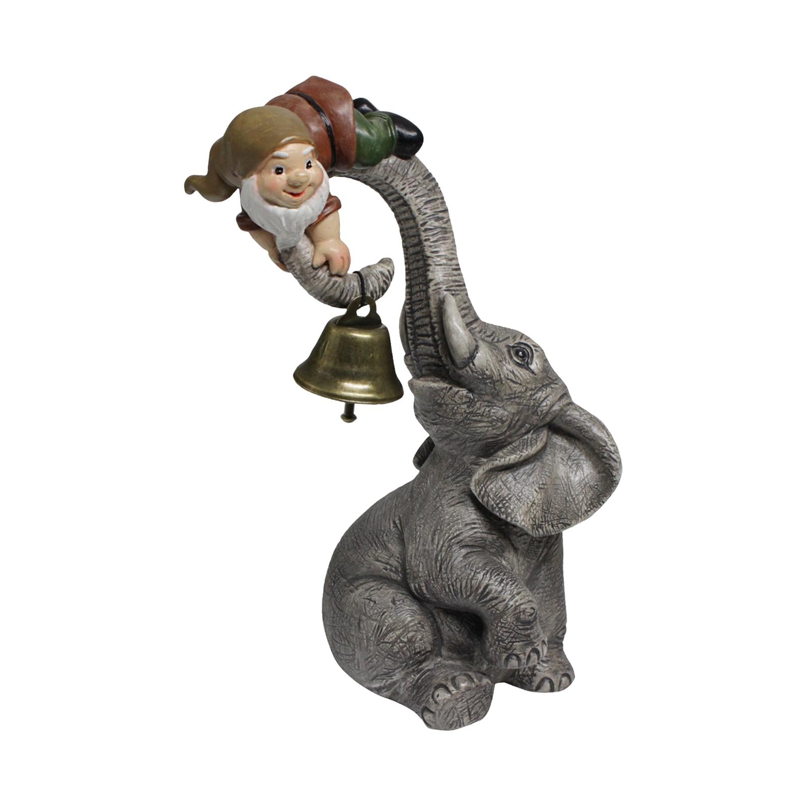 Elephant with Gnome Figurine Resin Decoration 13x6x12cm for Home Table Decor