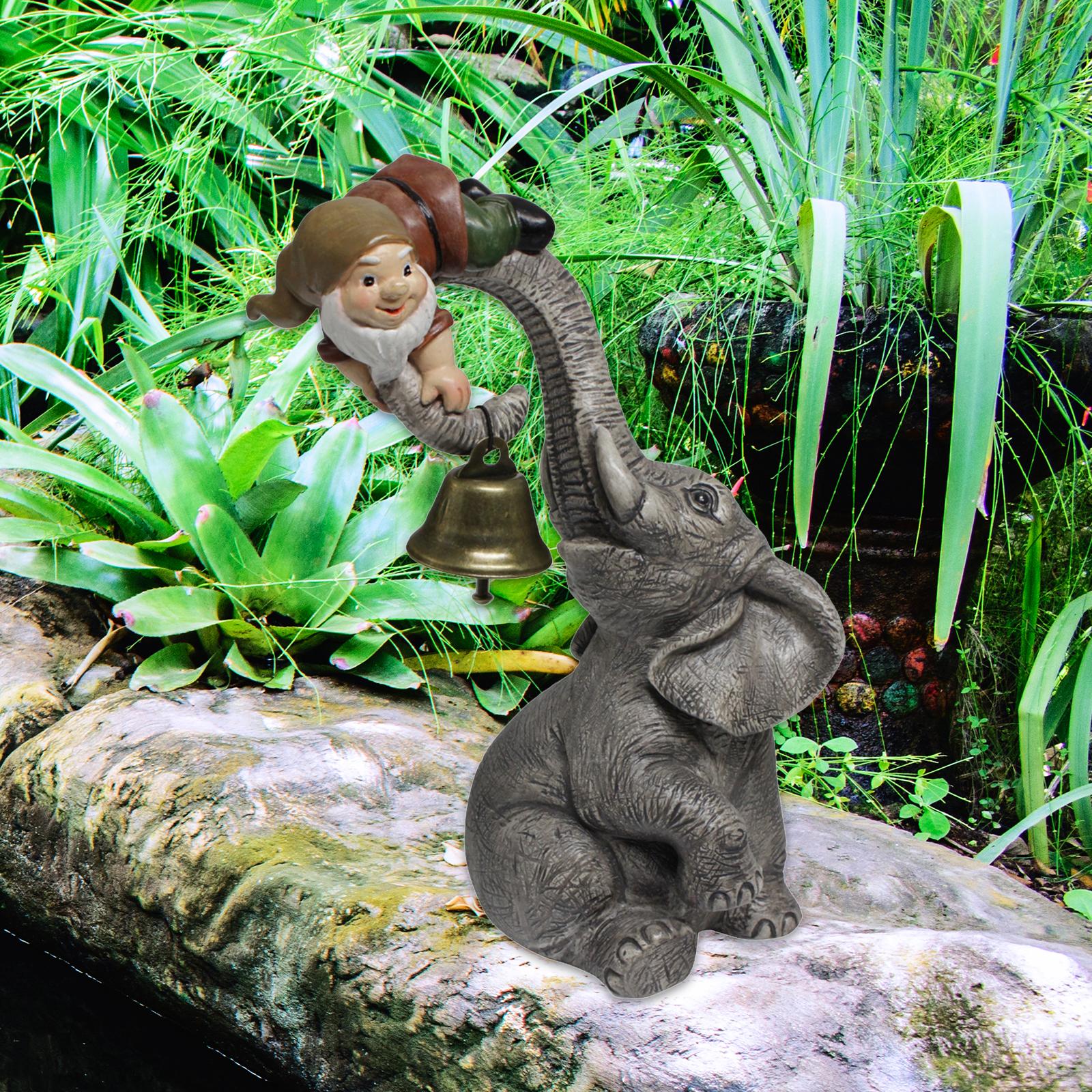 Elephant with Gnome Figurine Resin Decoration 13x6x12cm for Home Table Decor