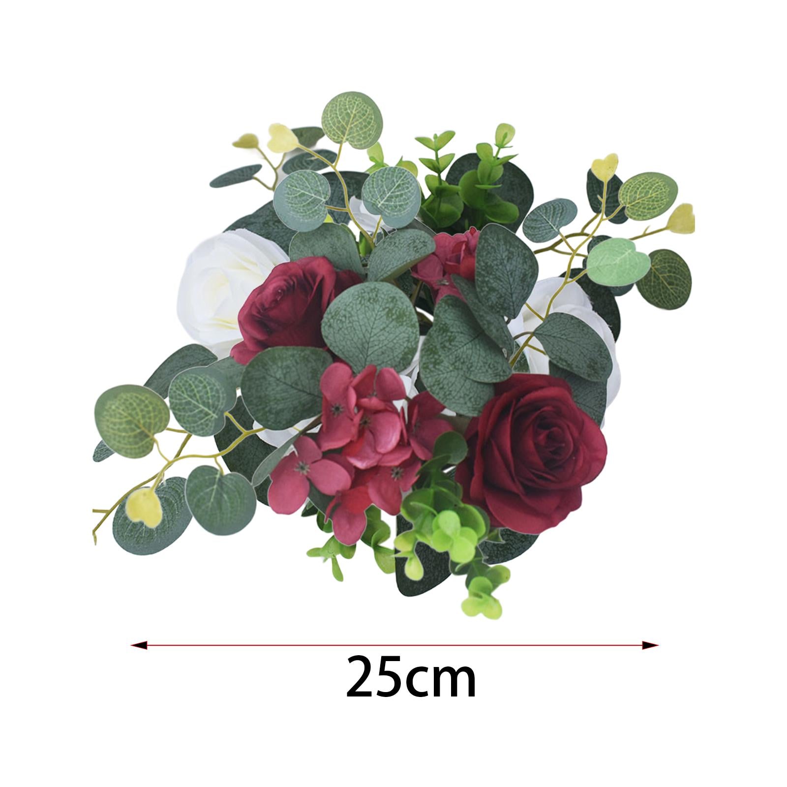 Candle Ring Decor Round Greenery Wreath for Anniversary Party Dining Room