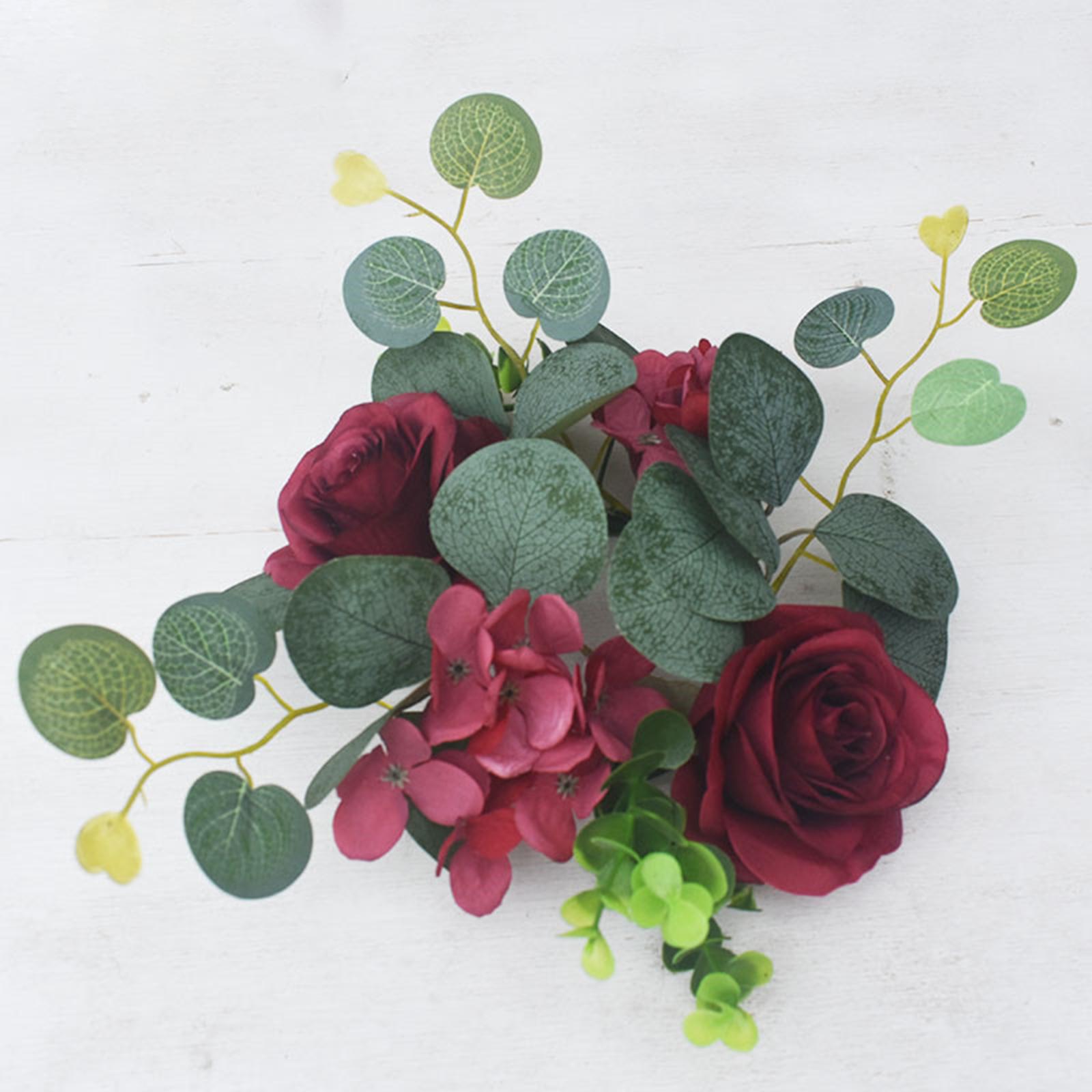 Candle Ring Decor Round Greenery Wreath for Anniversary Party Dining Room