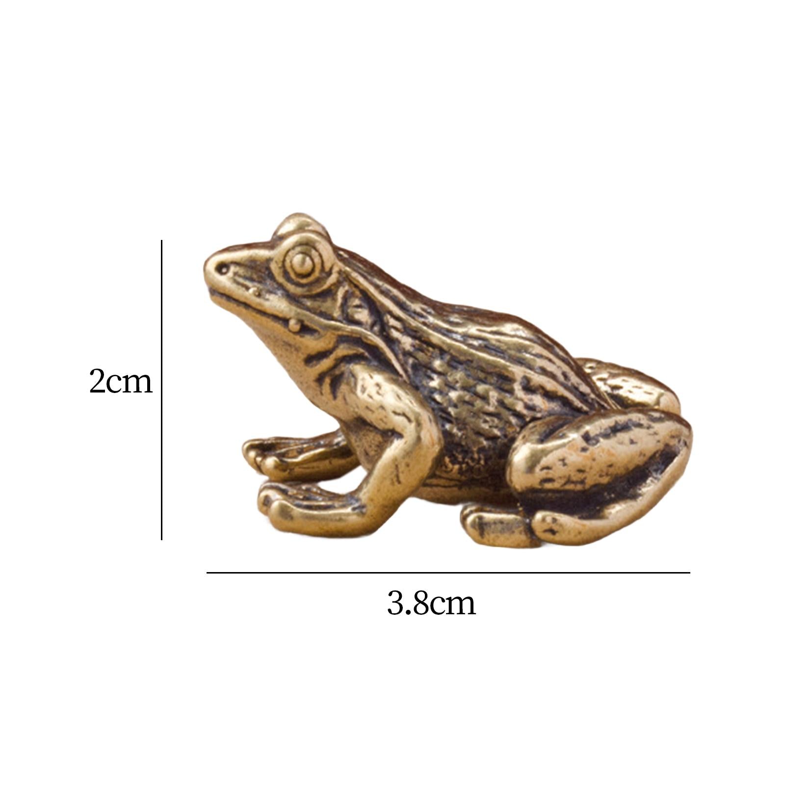 2x Brass Frog Statues Craft Figurines for Fortune Lucky Attract Wealth Table