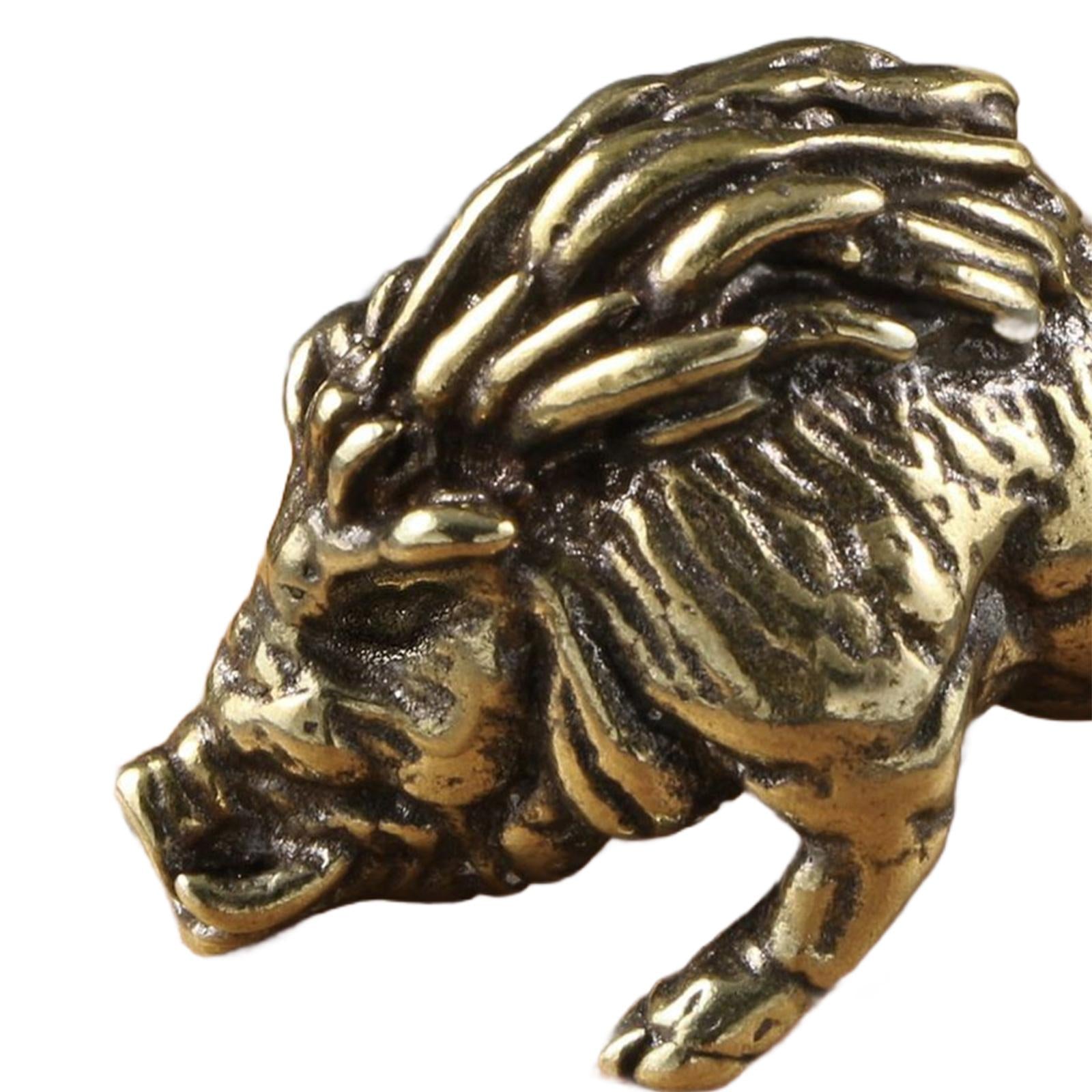 Brass Pig Statue Desktop Ornament Gift Tea Pet for Home Decoration Car Table