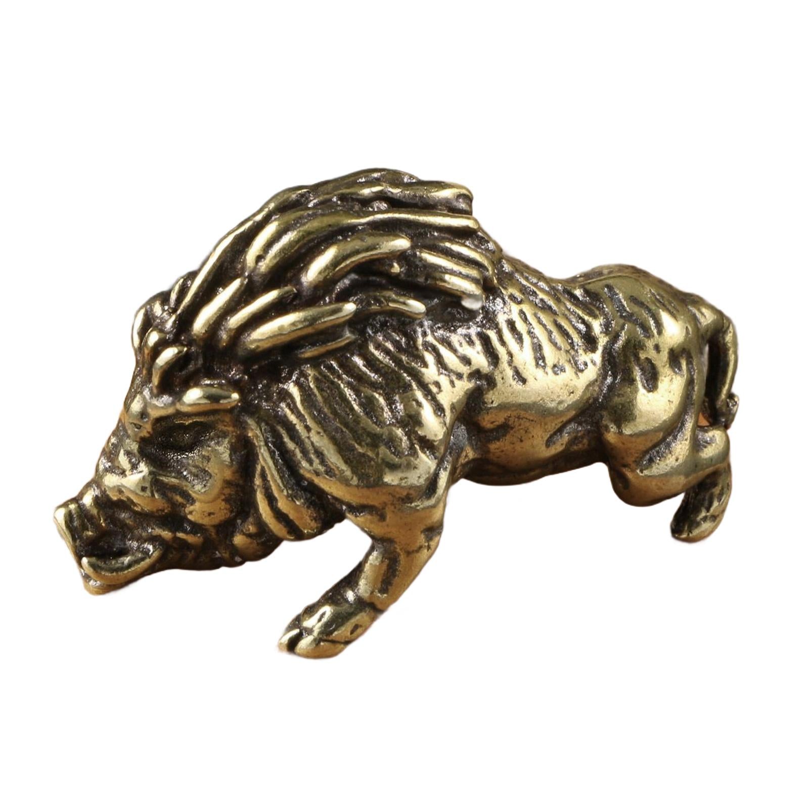 Brass Pig Statue Desktop Ornament Gift Tea Pet for Home Decoration Car Table