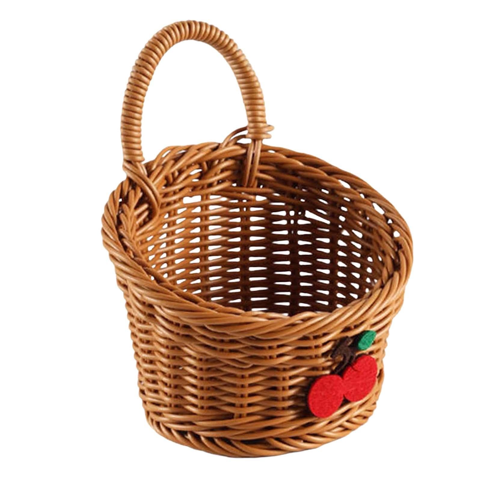 Hanging Fruit Basket Woven Basket with Handle for Toys Vegetables Craft Room