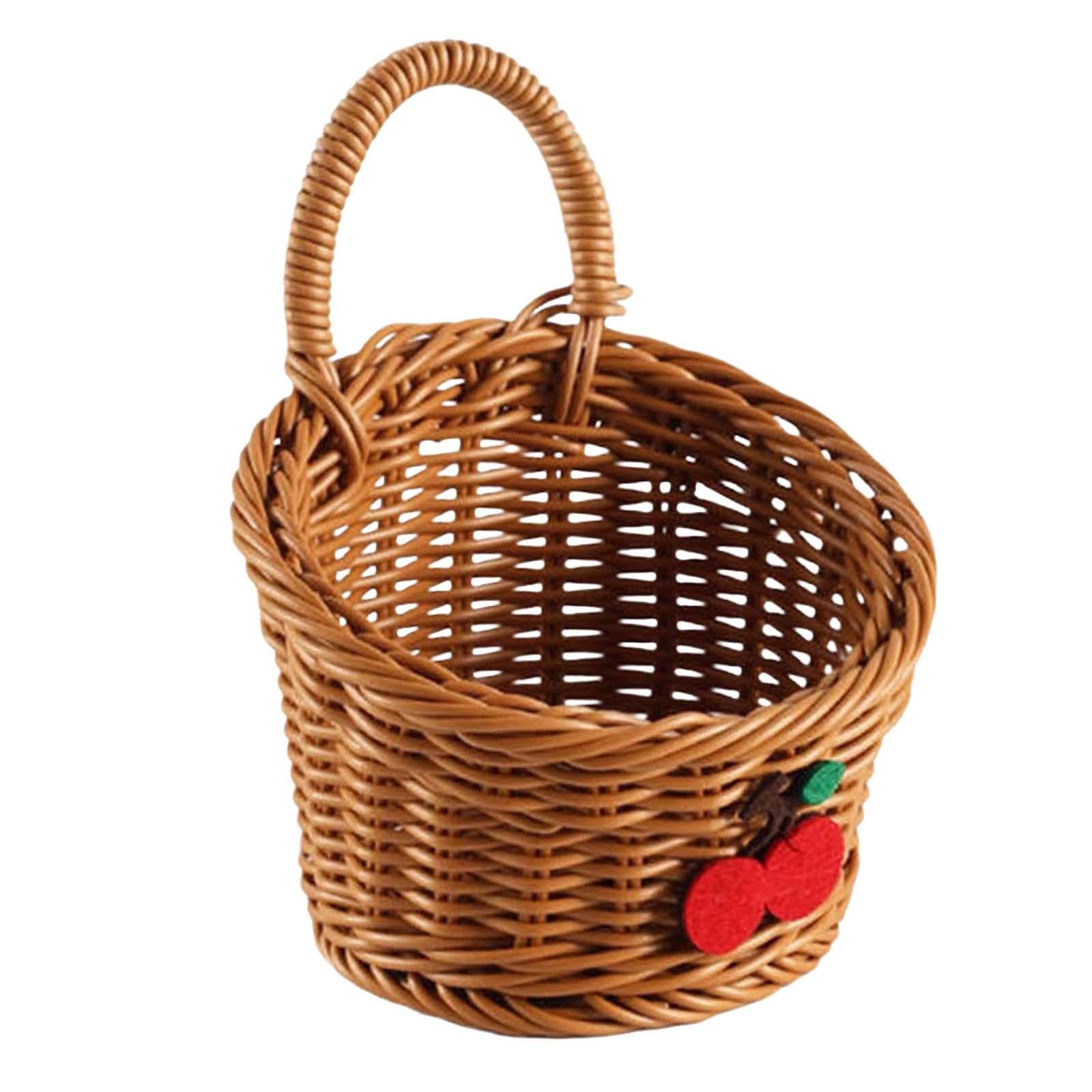 Hanging Fruit Basket Woven Basket with Handle for Toys Vegetables Craft Room