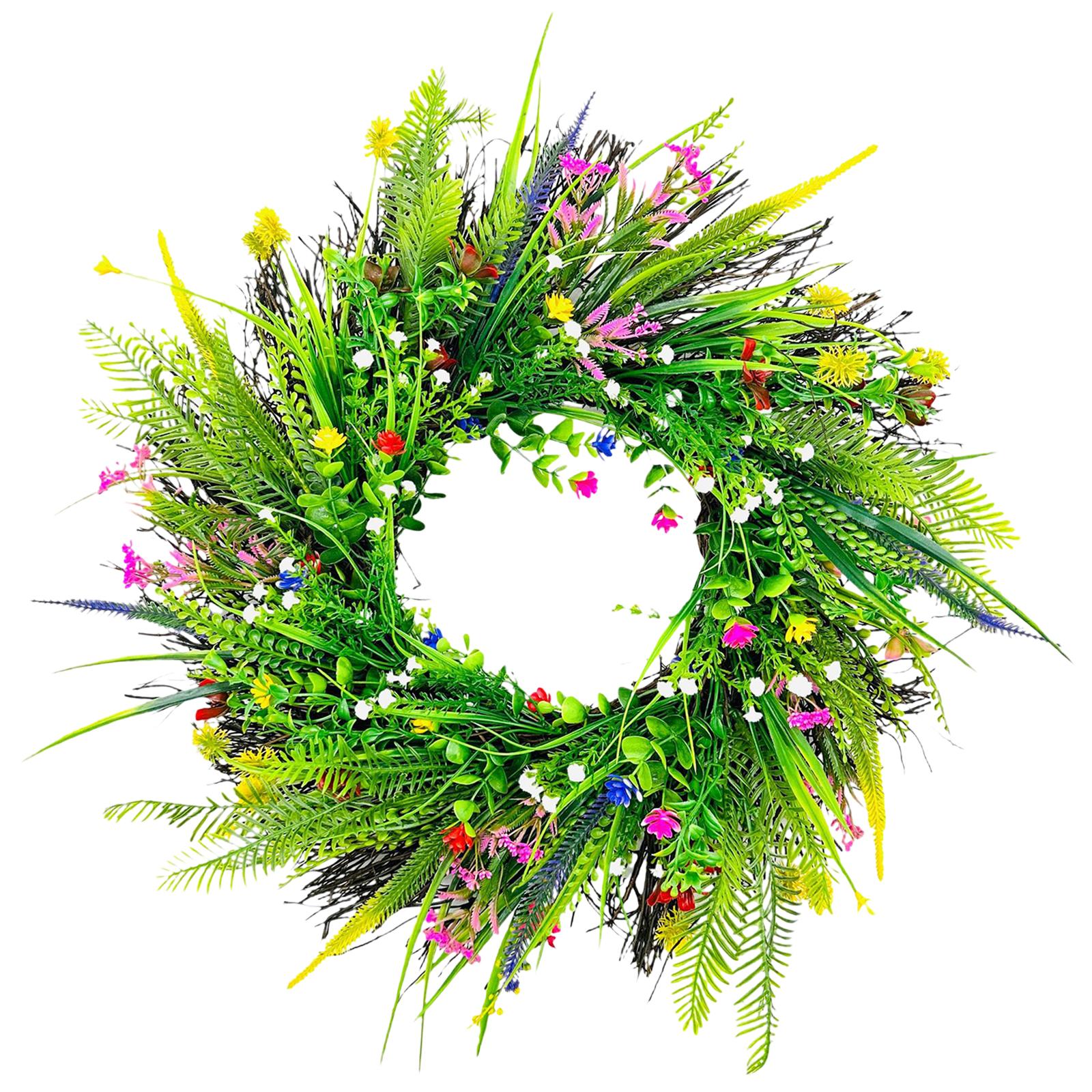 Artificial Wildflower Wreath Home Eucalyptus Leaves Spring Wreath Front Door