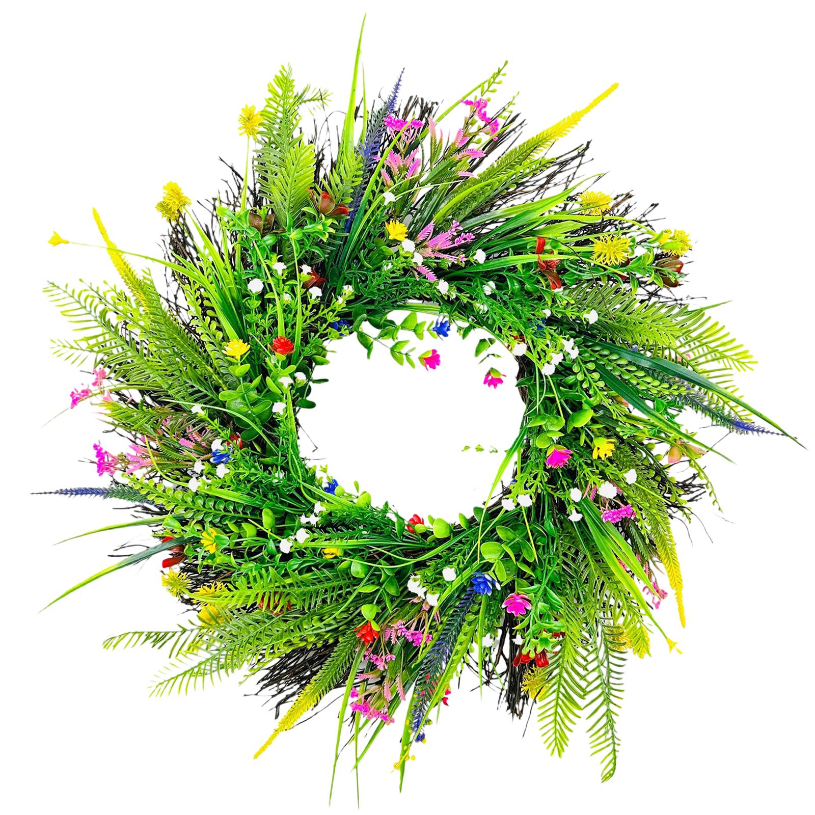 Artificial Wildflower Wreath Home Eucalyptus Leaves Spring Wreath Front Door