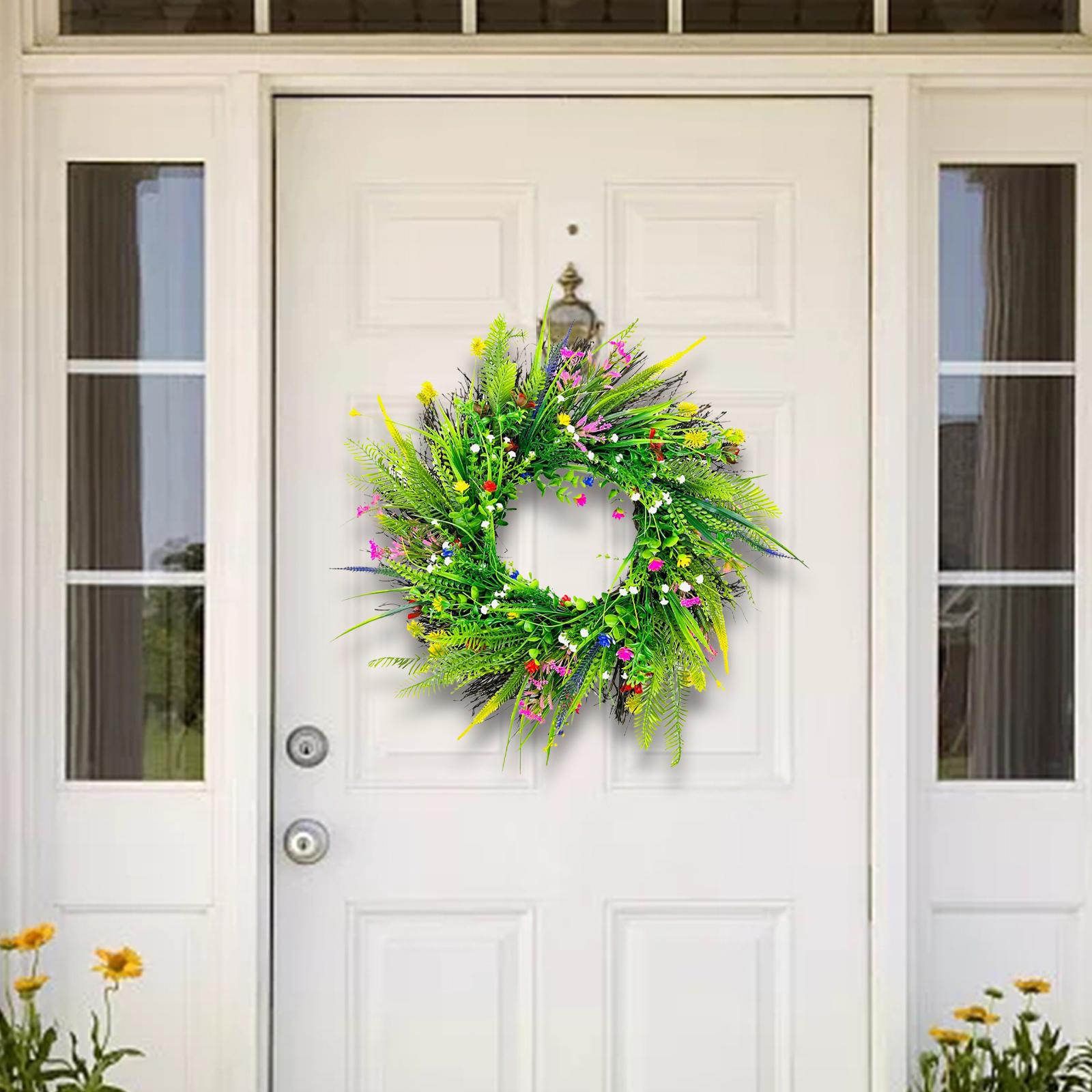 Artificial Wildflower Wreath Home Eucalyptus Leaves Spring Wreath Front Door