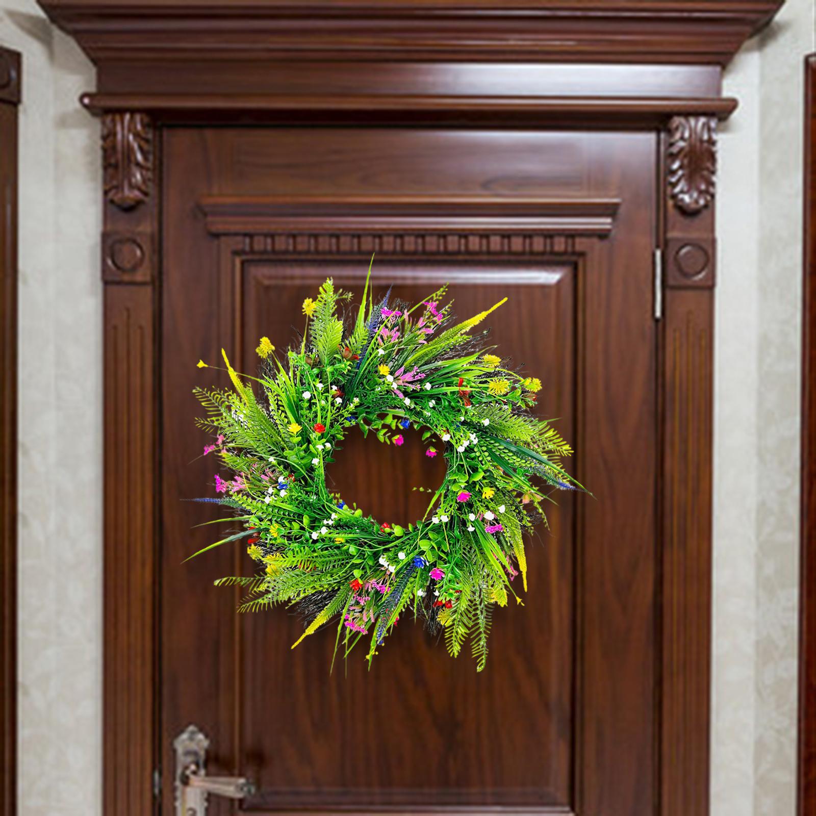 Artificial Wildflower Wreath Home Eucalyptus Leaves Spring Wreath Front Door