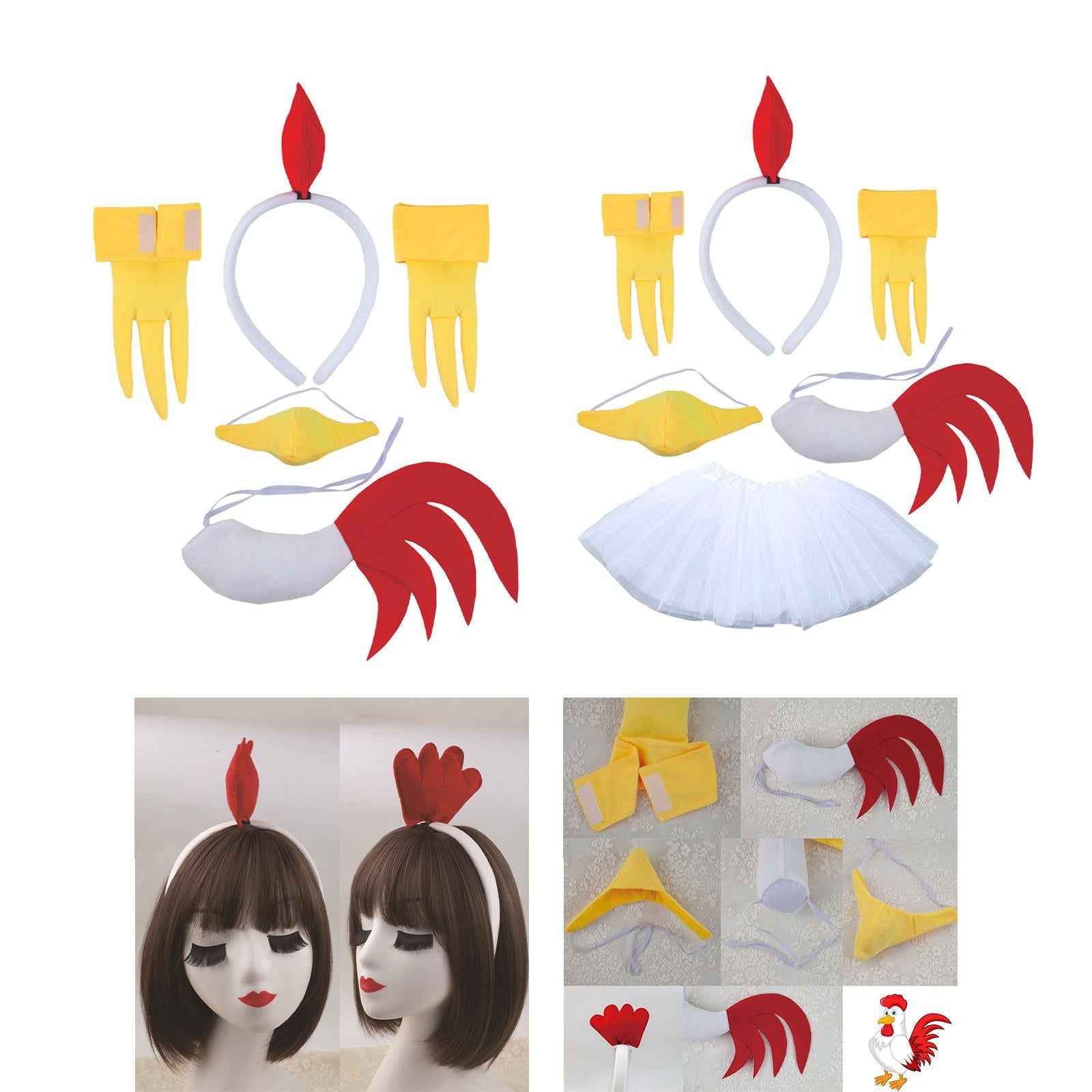 Chicken Animal Costume Cute Easter Chicken Head Hoop Set for Holiday Cosplay 5 piece