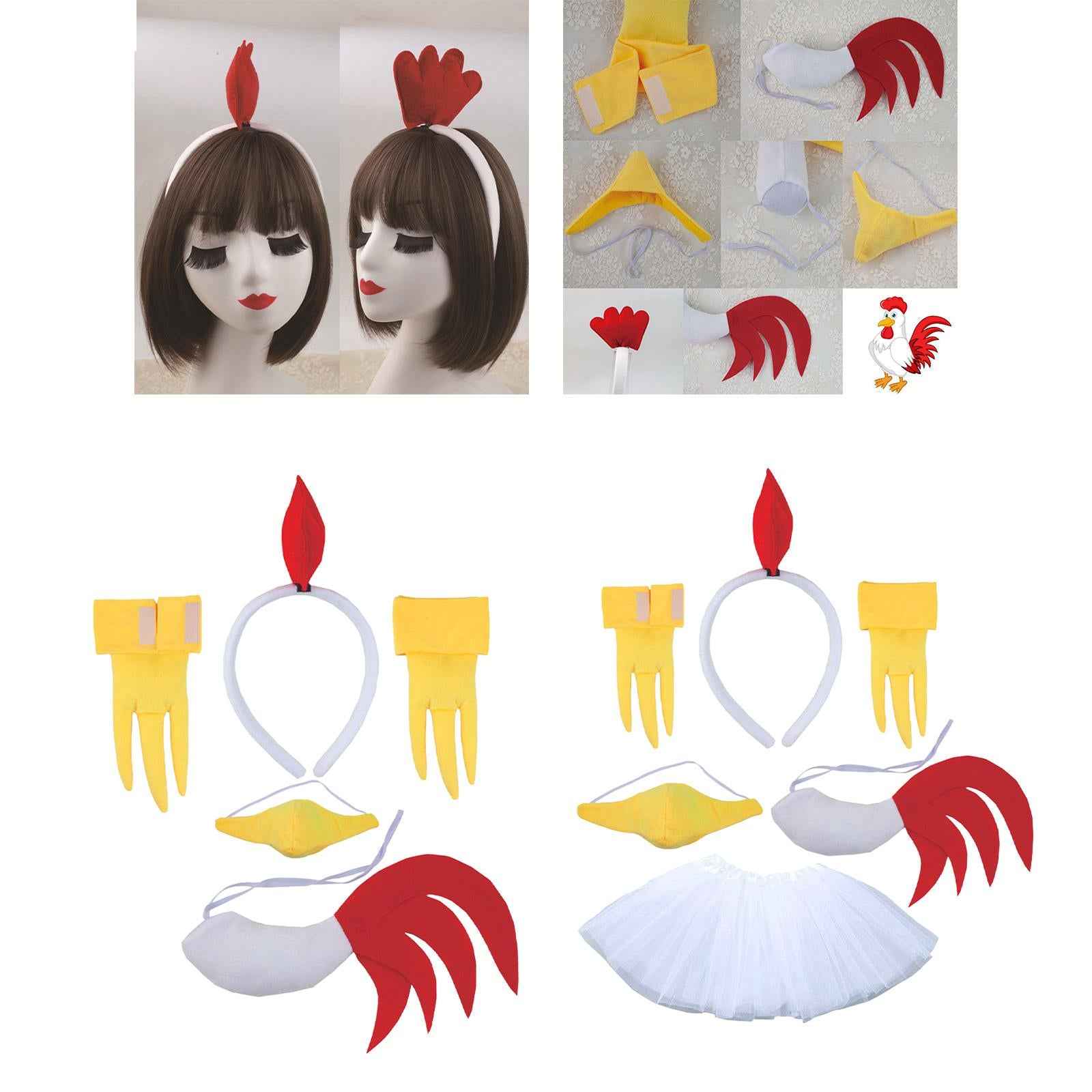 Chicken Animal Costume Cute Easter Chicken Head Hoop Set for Holiday Cosplay 5 piece