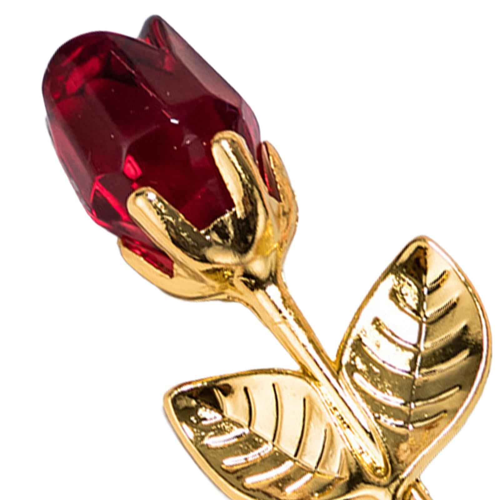 Glass Rose Flower Gift Wedding Gift Christmas Romantic for Women Her Grandma Gold Red