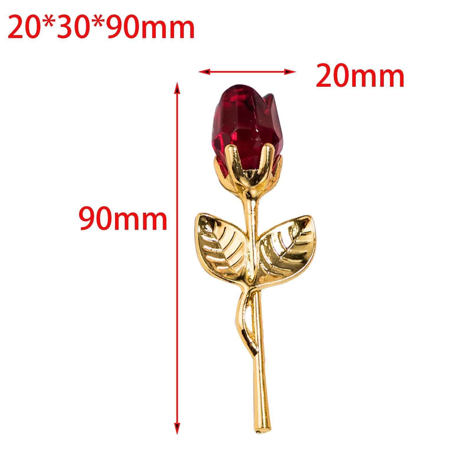 Glass Rose Flower Gift Wedding Gift Christmas Romantic for Women Her Grandma Gold Red