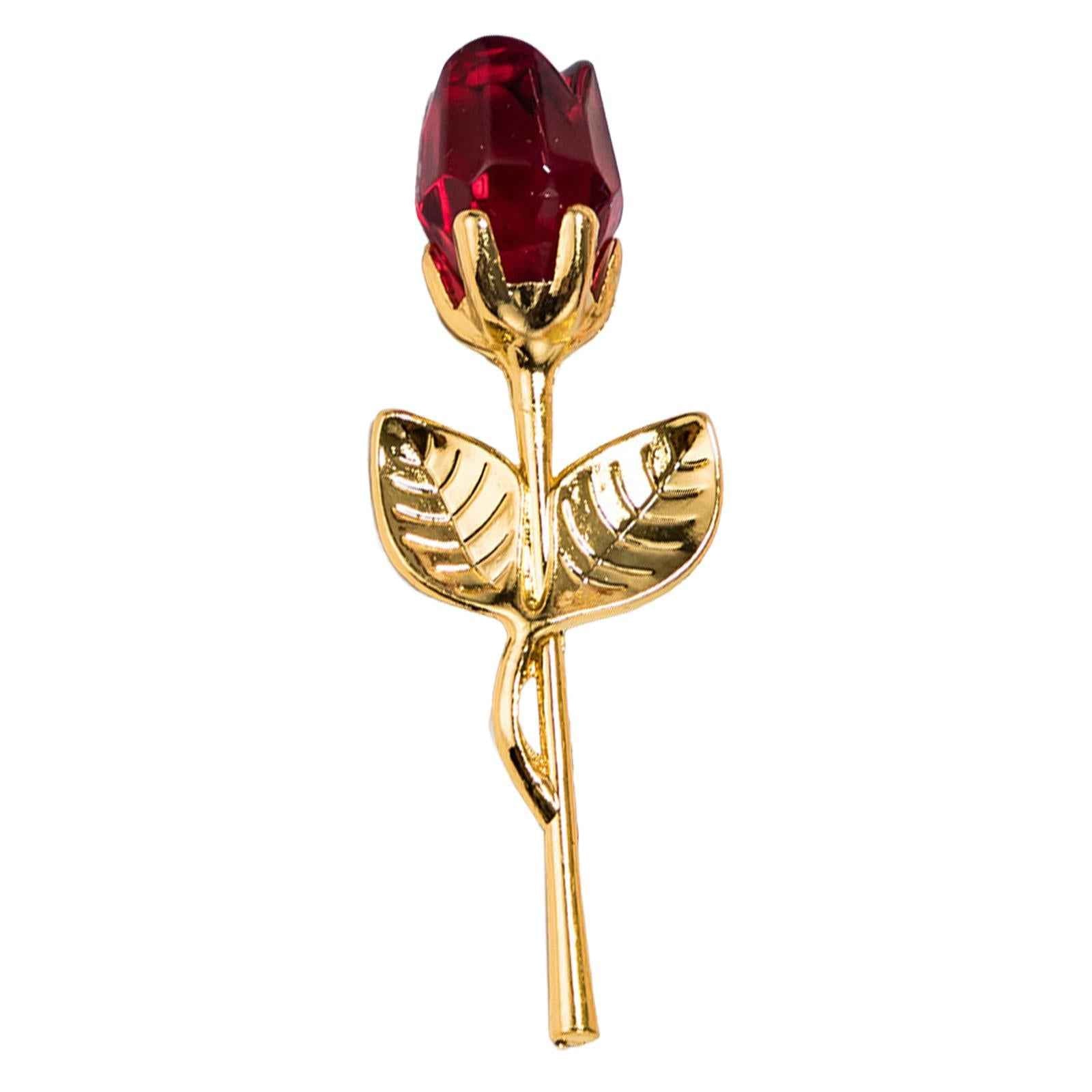 Glass Rose Flower Gift Wedding Gift Christmas Romantic for Women Her Grandma Gold Red