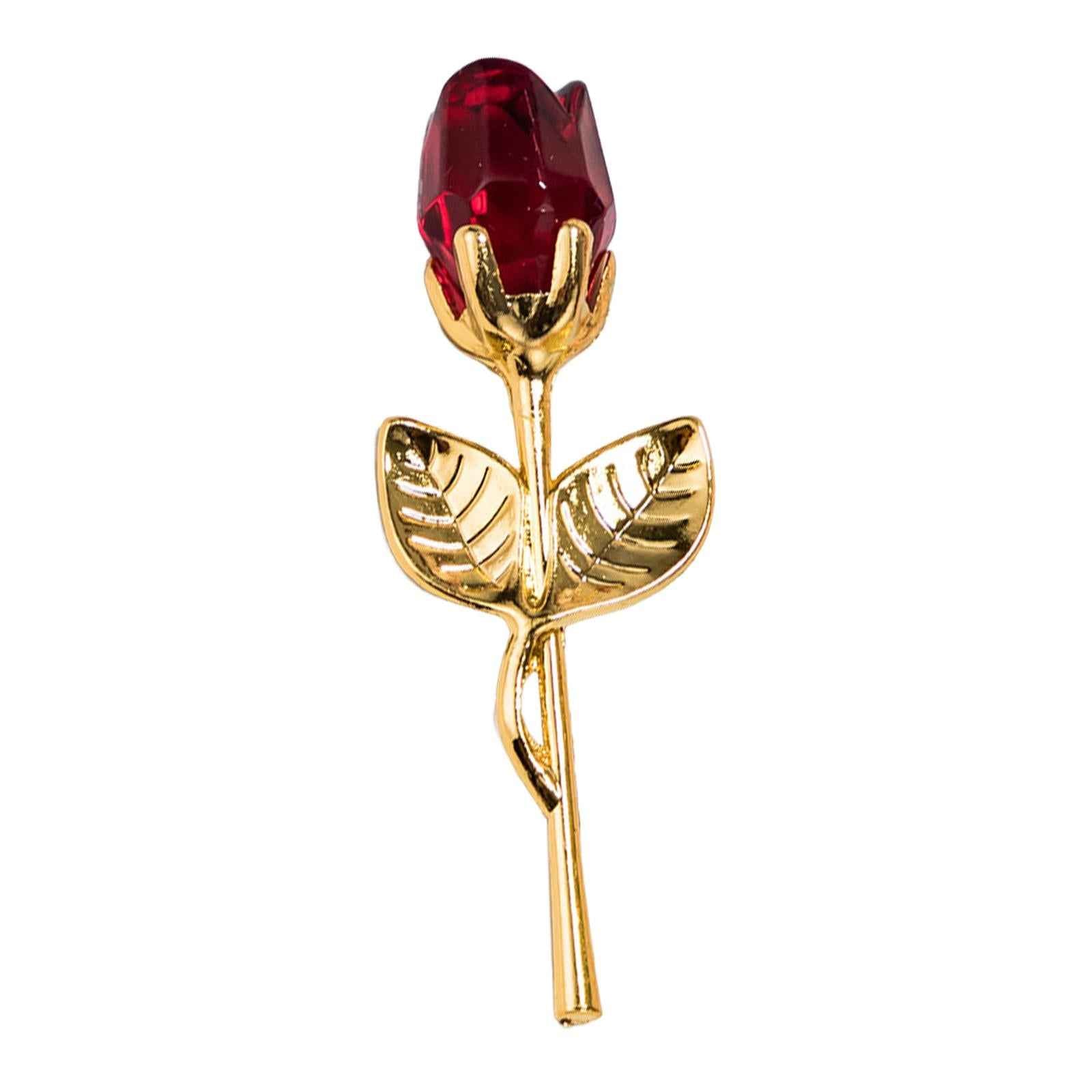 Glass Rose Flower Gift Wedding Gift Christmas Romantic for Women Her Grandma Gold Red