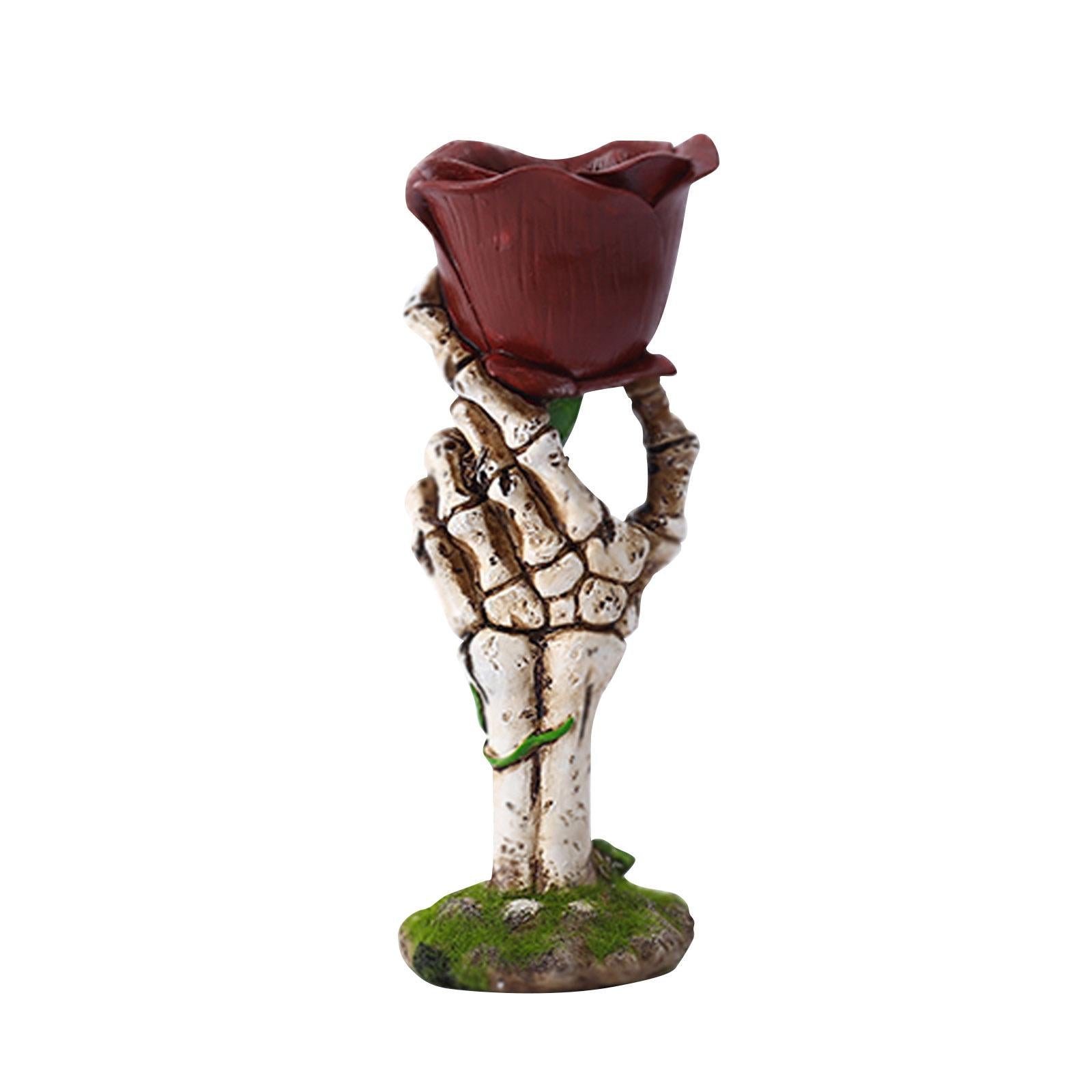 Rose Skeleton Hand Home Decoration Candlestick for Gift Halloween Party Home