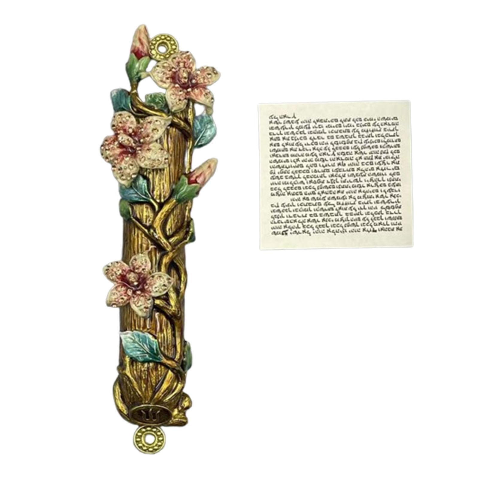 Mezuzah for Door Messianic Home Decor Floral Housewarming Gift Outside Metal