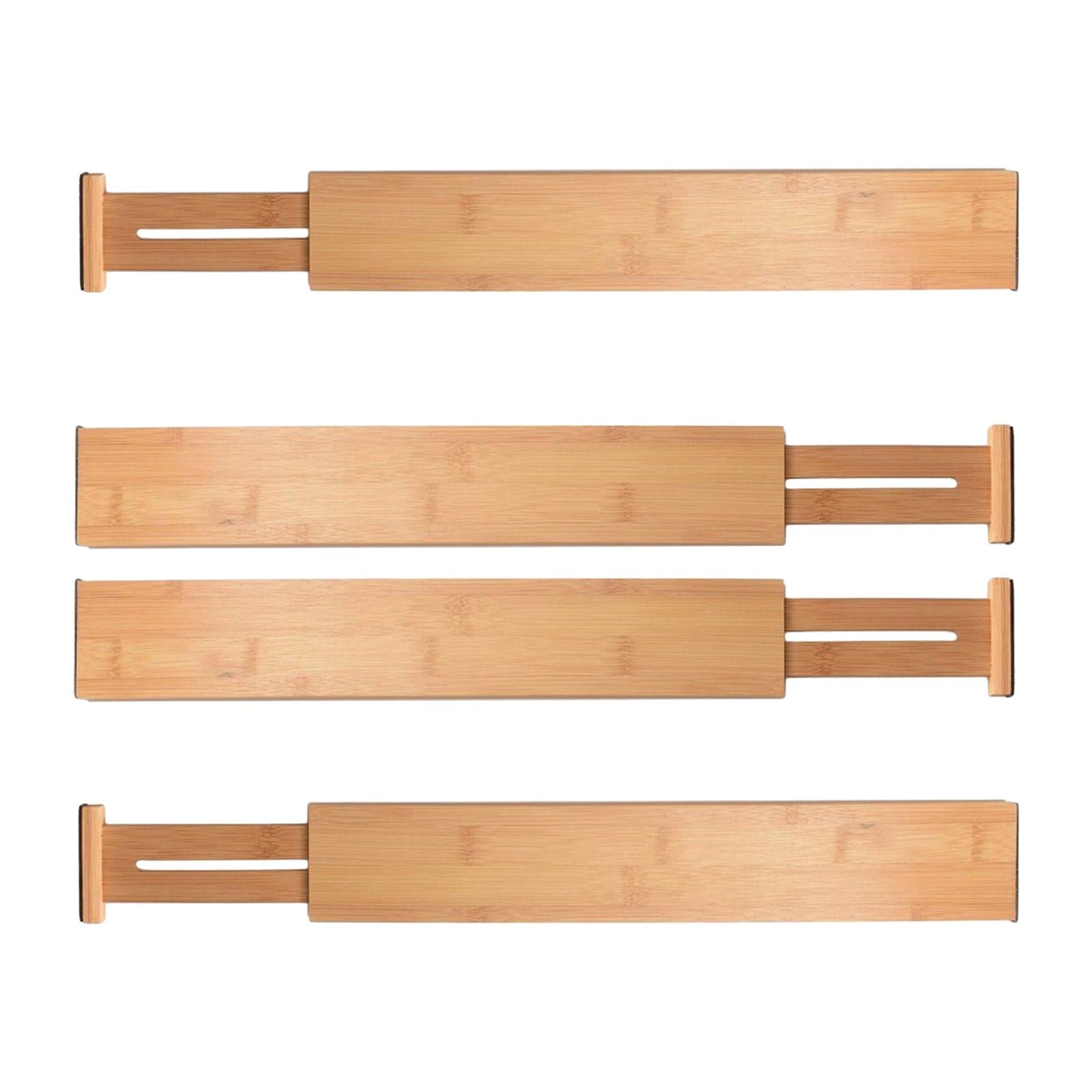 4Pcs Bamboo Drawer Dividers Expandable 33.5cm-43cm for Kitchen Office Sturdy