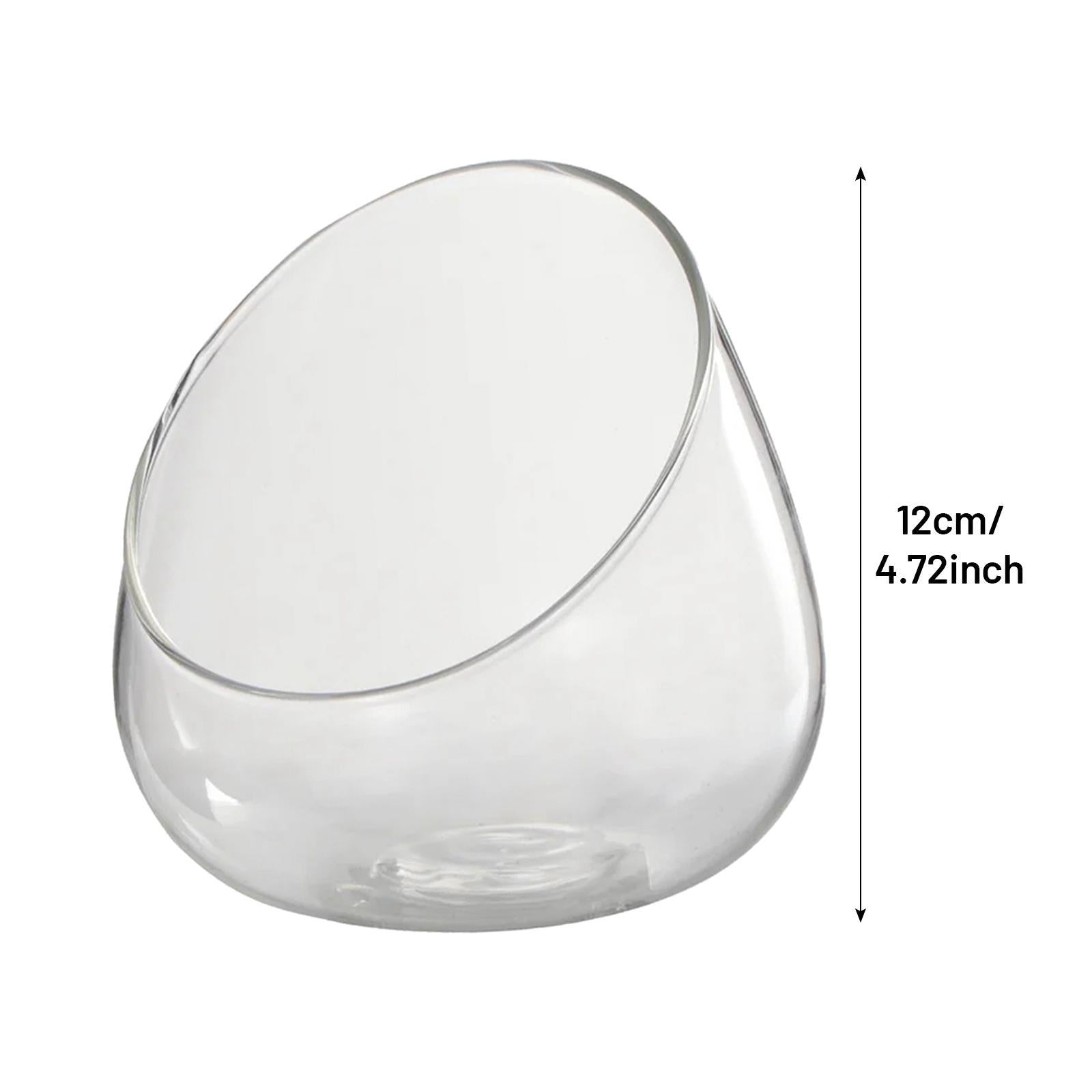 Clear Slant Cut Bowl Glass Vase Mini Candy Bowl Jar for Tabletop Home Decor