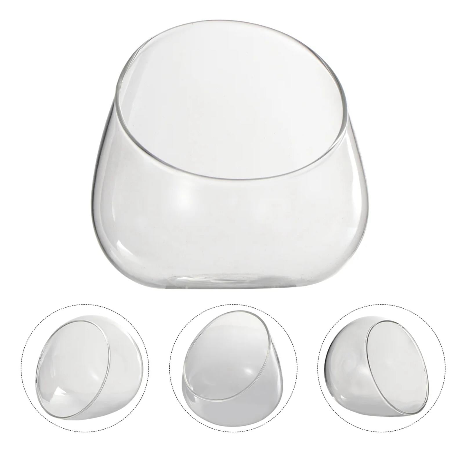 Clear Slant Cut Bowl Glass Vase Mini Candy Bowl Jar for Tabletop Home Decor