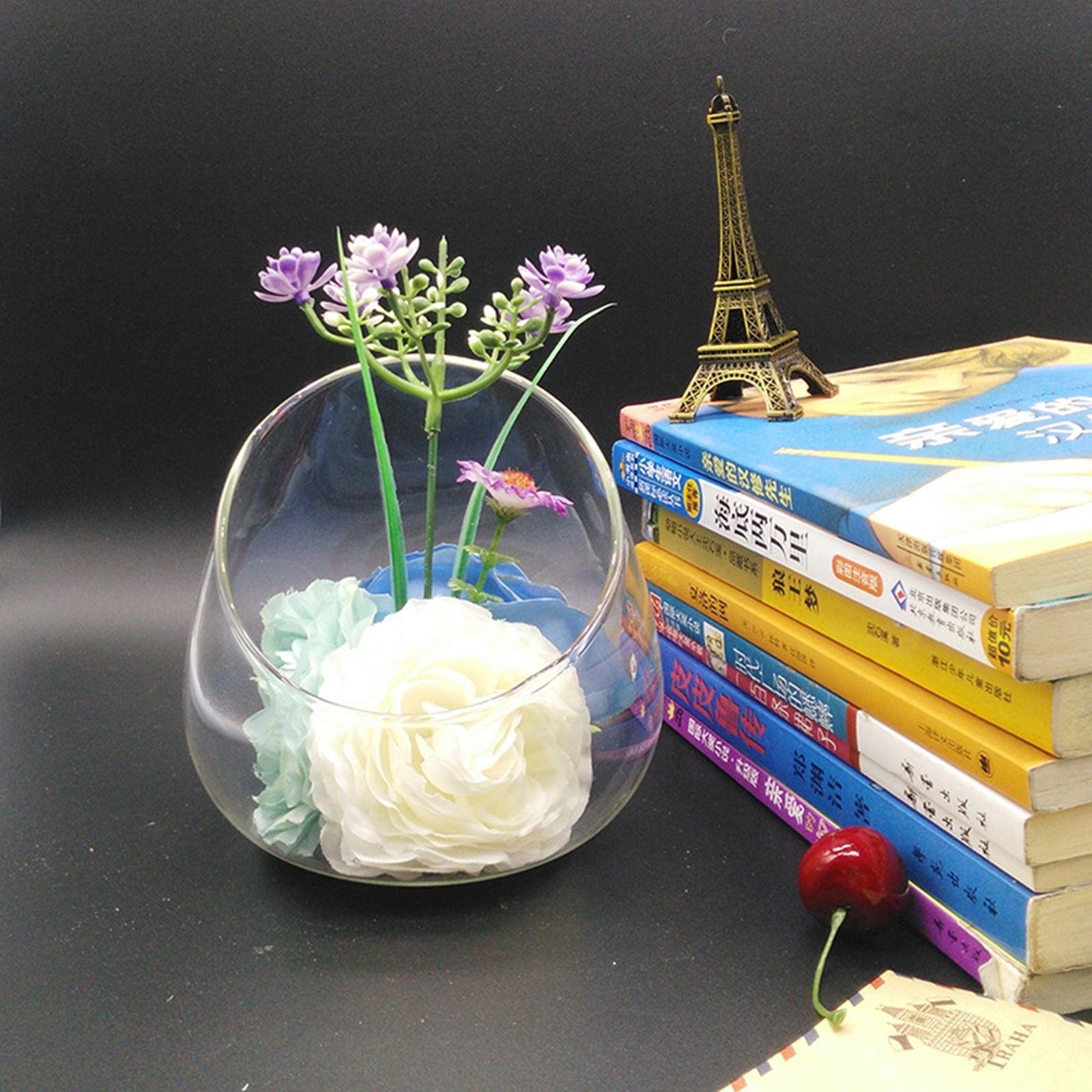 Clear Slant Cut Bowl Glass Vase Mini Candy Bowl Jar for Tabletop Home Decor