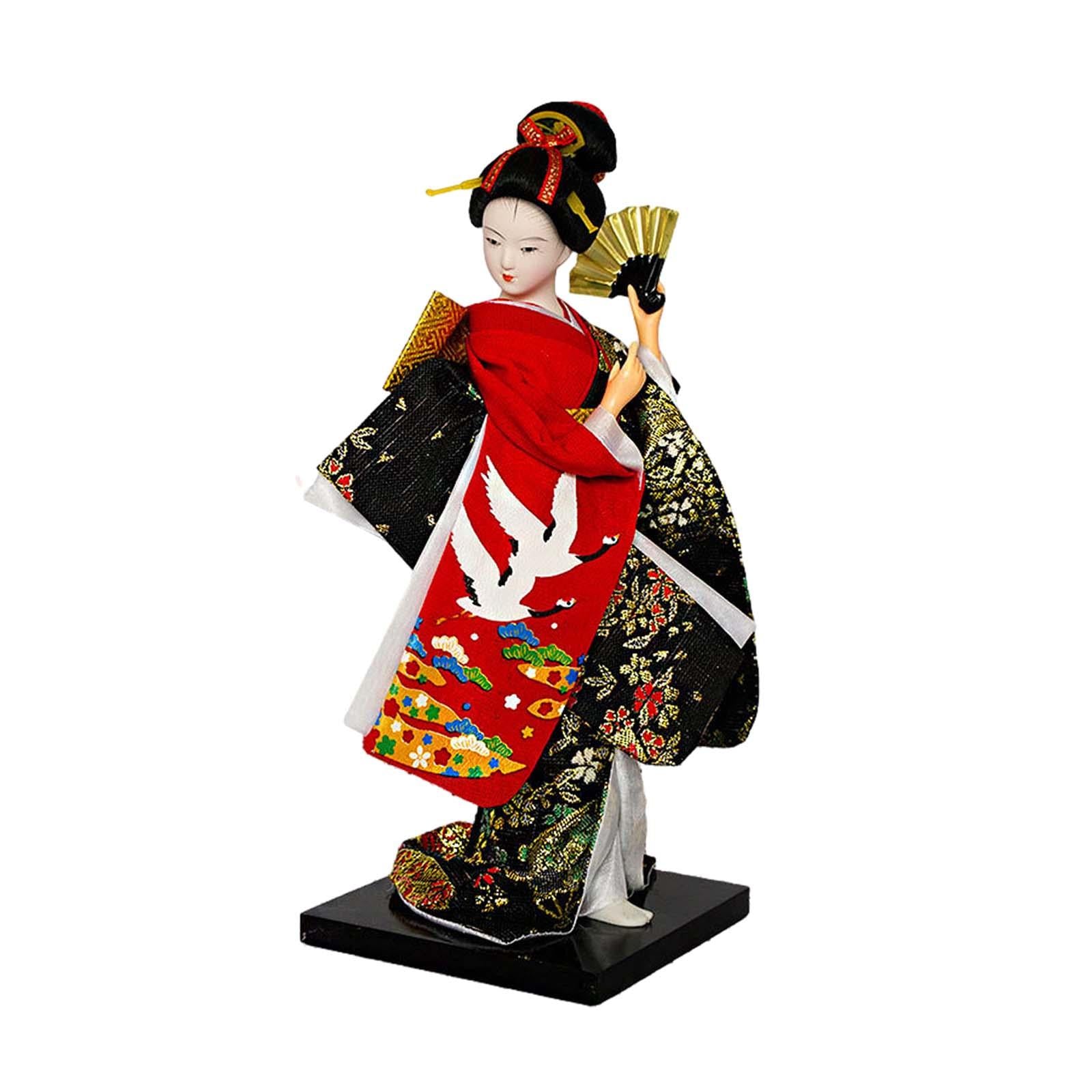 Japanese  Kimono Doll 9 inch Statuette for Bookshelf Living Room