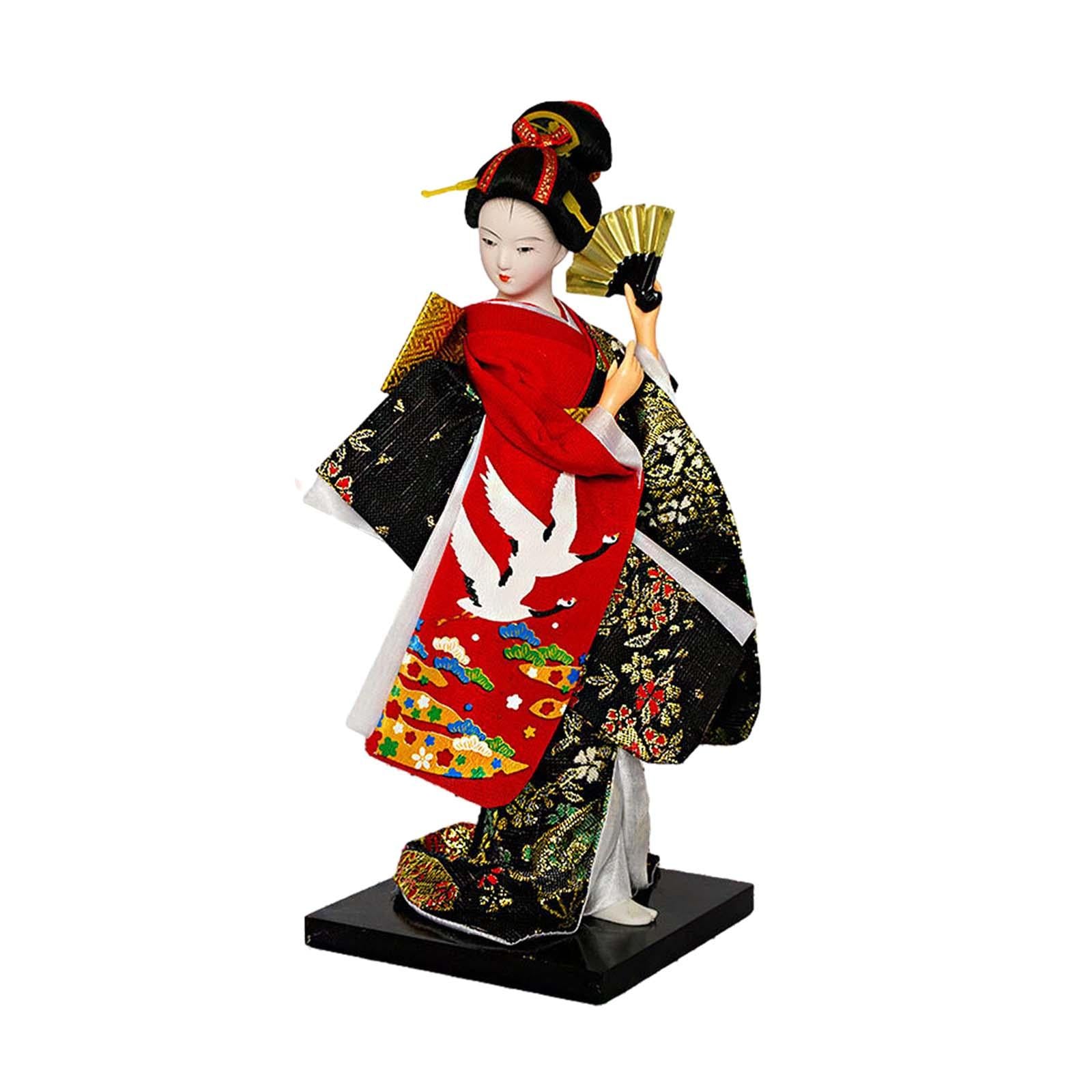 Japanese  Kimono Doll 9 inch Statuette for Bookshelf Living Room