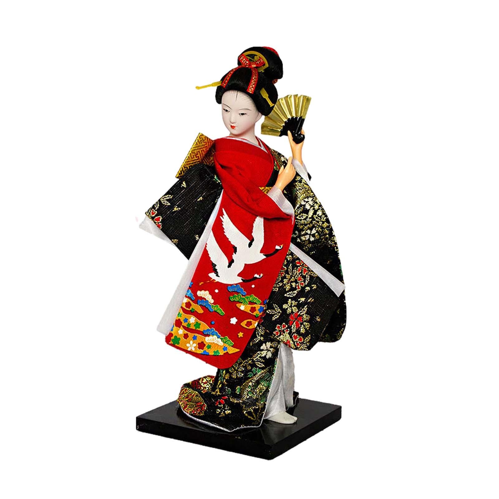 Japanese  Kimono Doll 9 inch Statuette for Bookshelf Living Room