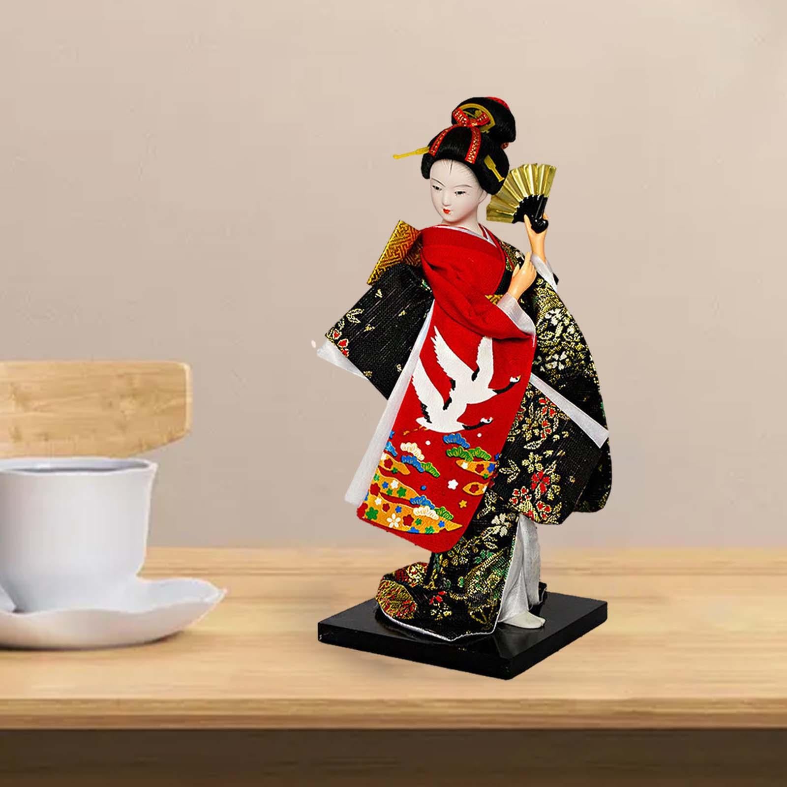 Japanese  Kimono Doll 9 inch Statuette for Bookshelf Living Room