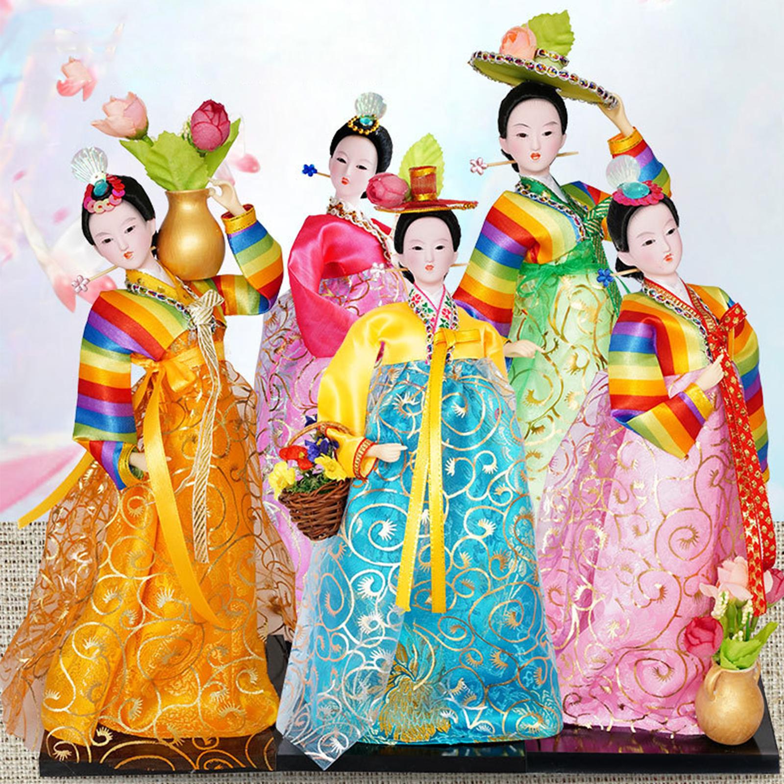 12 Korean Geisha Figurine Collectible Lady Sculpture for Indoor Space Decor"
