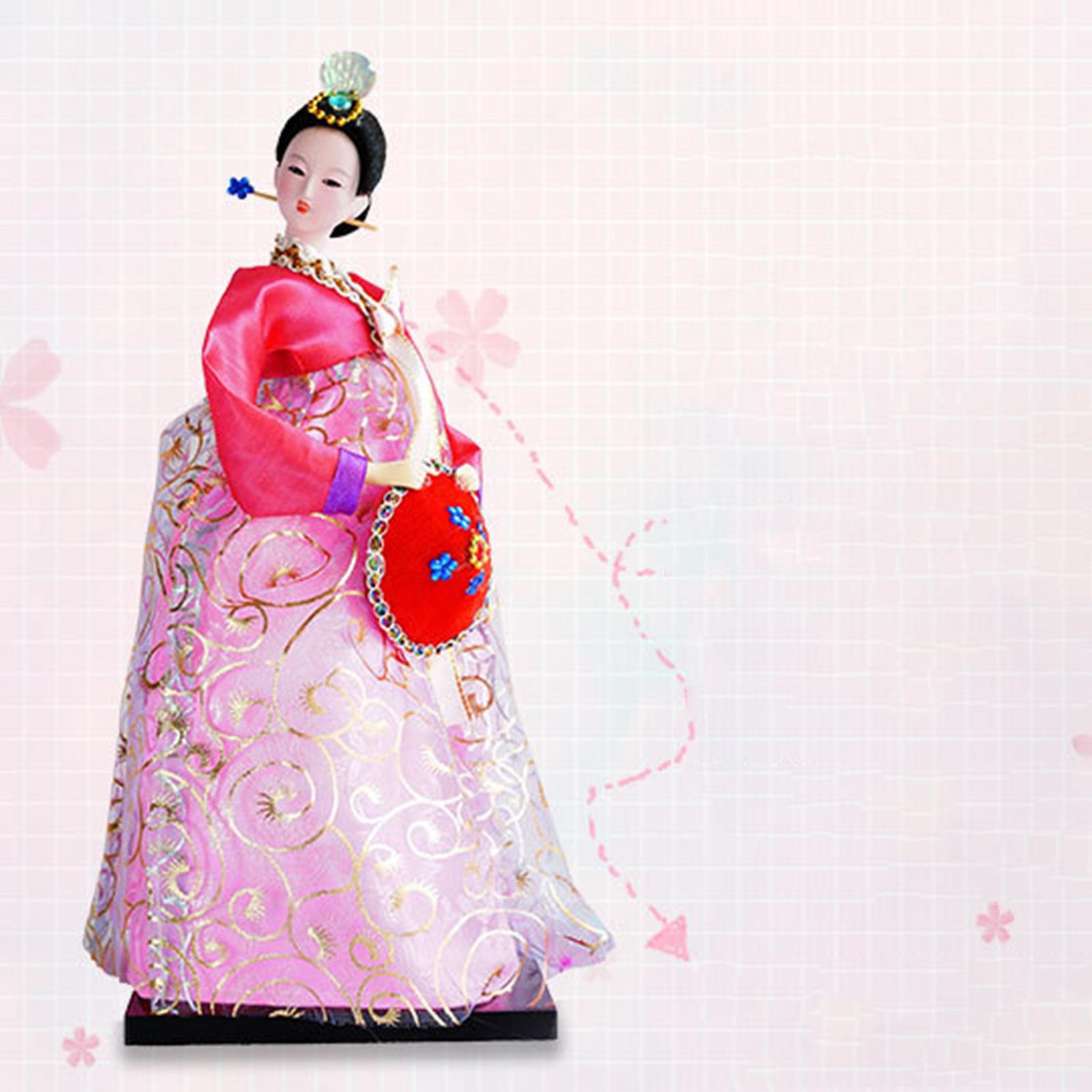 12 Korean Geisha Figurine Collectible Lady Sculpture for Indoor Space Decor"