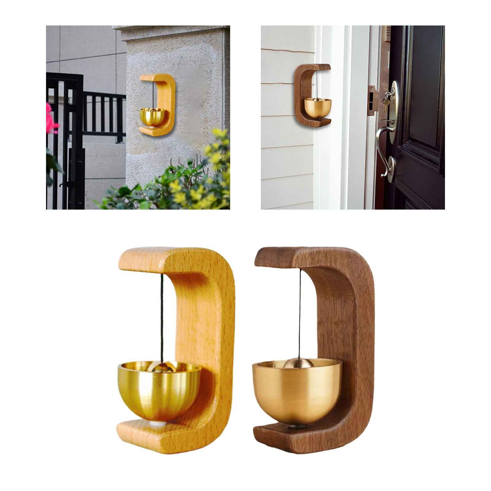 Wooden Door Bell Wind Chime Ornament Hanging Bell for Doors Window Versatile Yellow