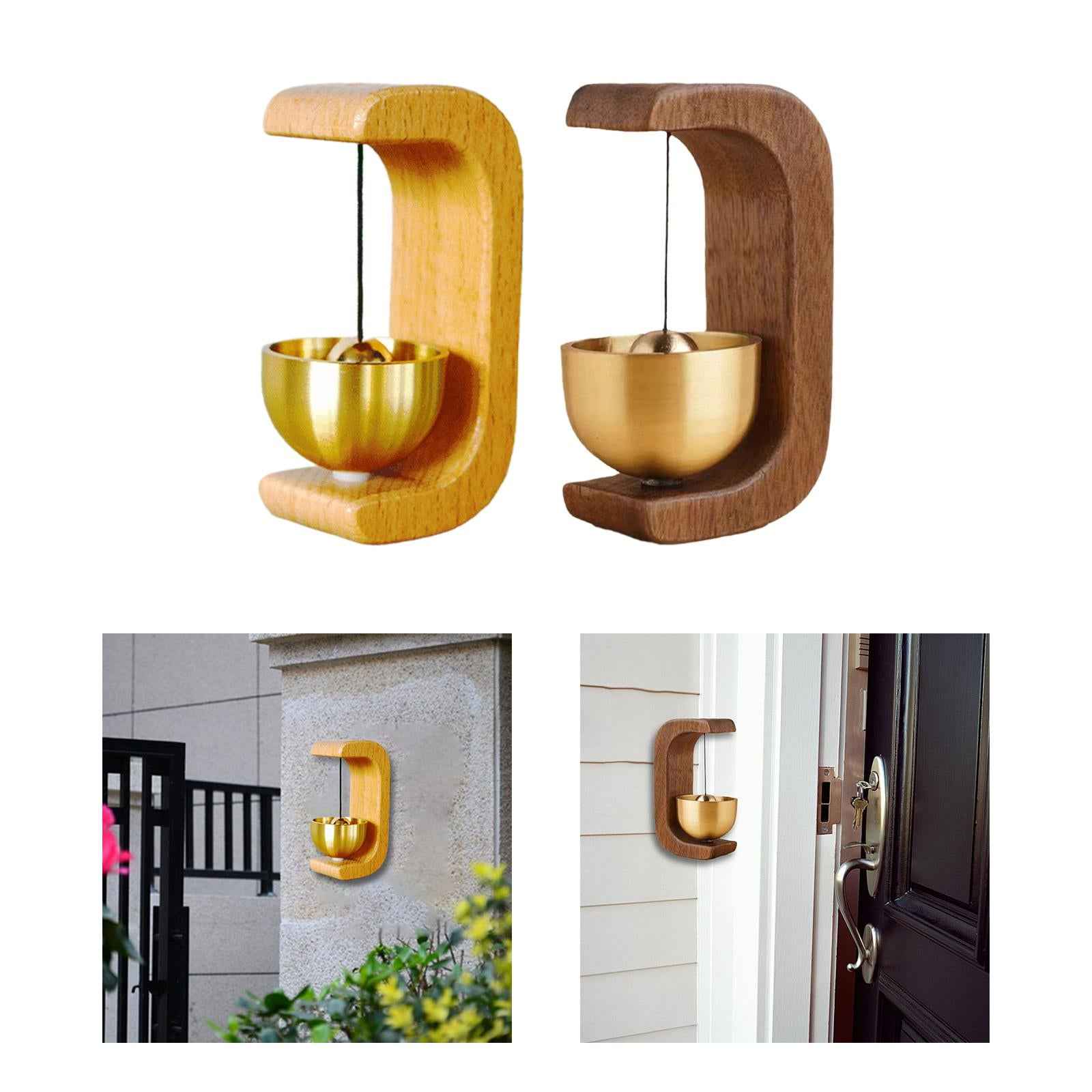 Wooden Door Bell Wind Chime Ornament Hanging Bell for Doors Window Versatile Yellow