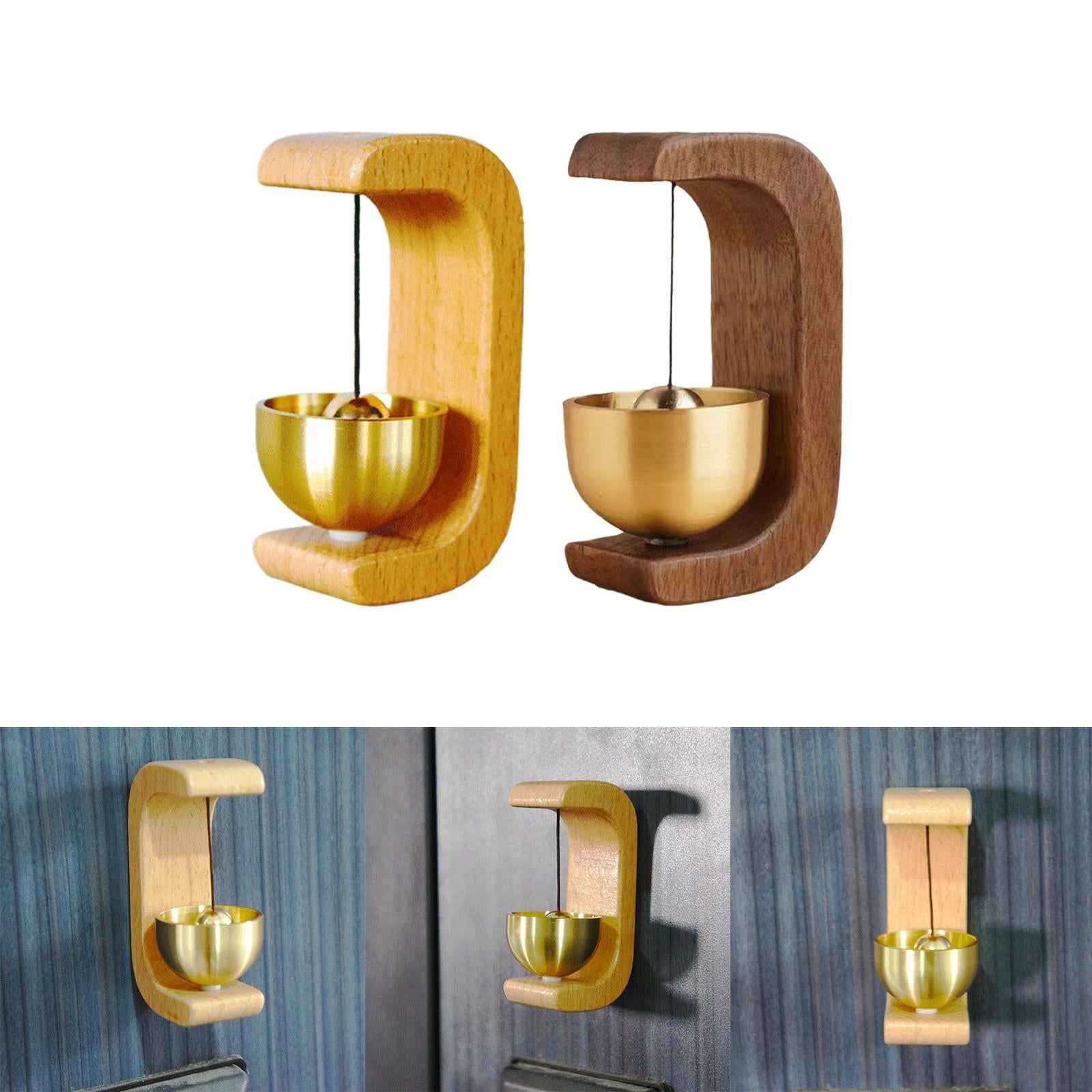 Wooden Door Bell Wind Chime Ornament Hanging Bell for Doors Window Versatile Yellow