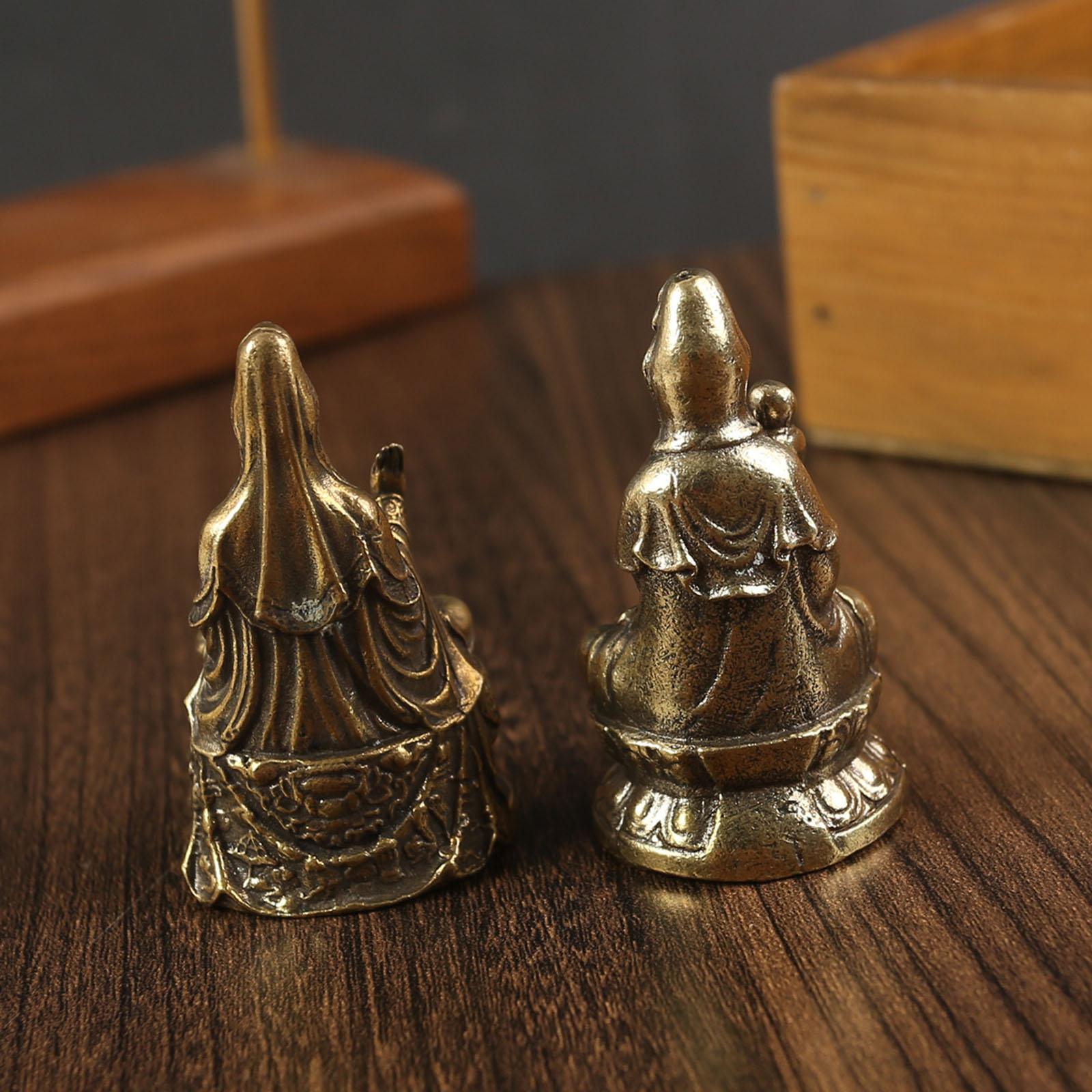 Avalokitesvara Statue Holding A Kid Religious Brass Buddhism for Living Room