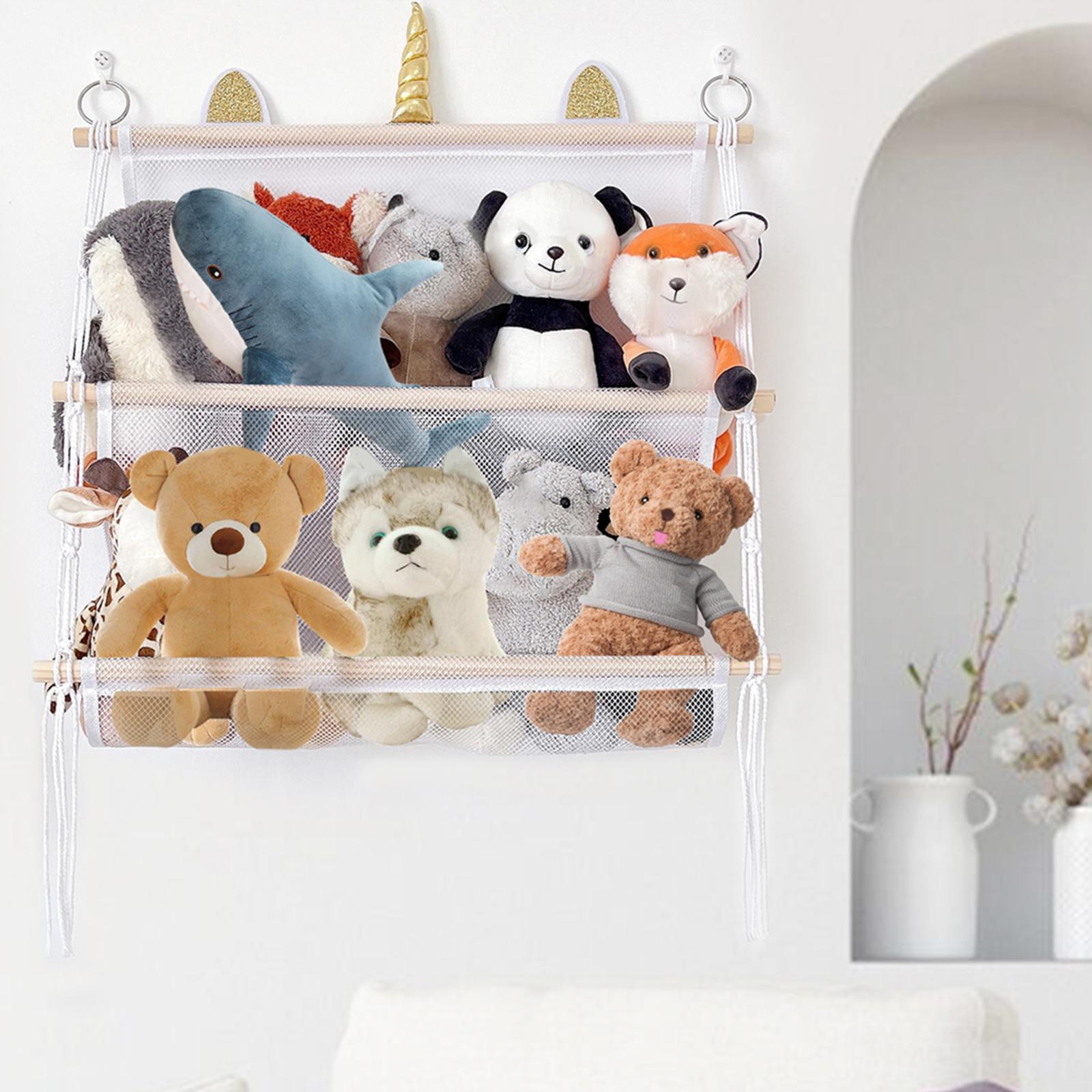 Stuffed Animal Net Hammock Two Layers Decor Hanging Storage for Home Bedroom