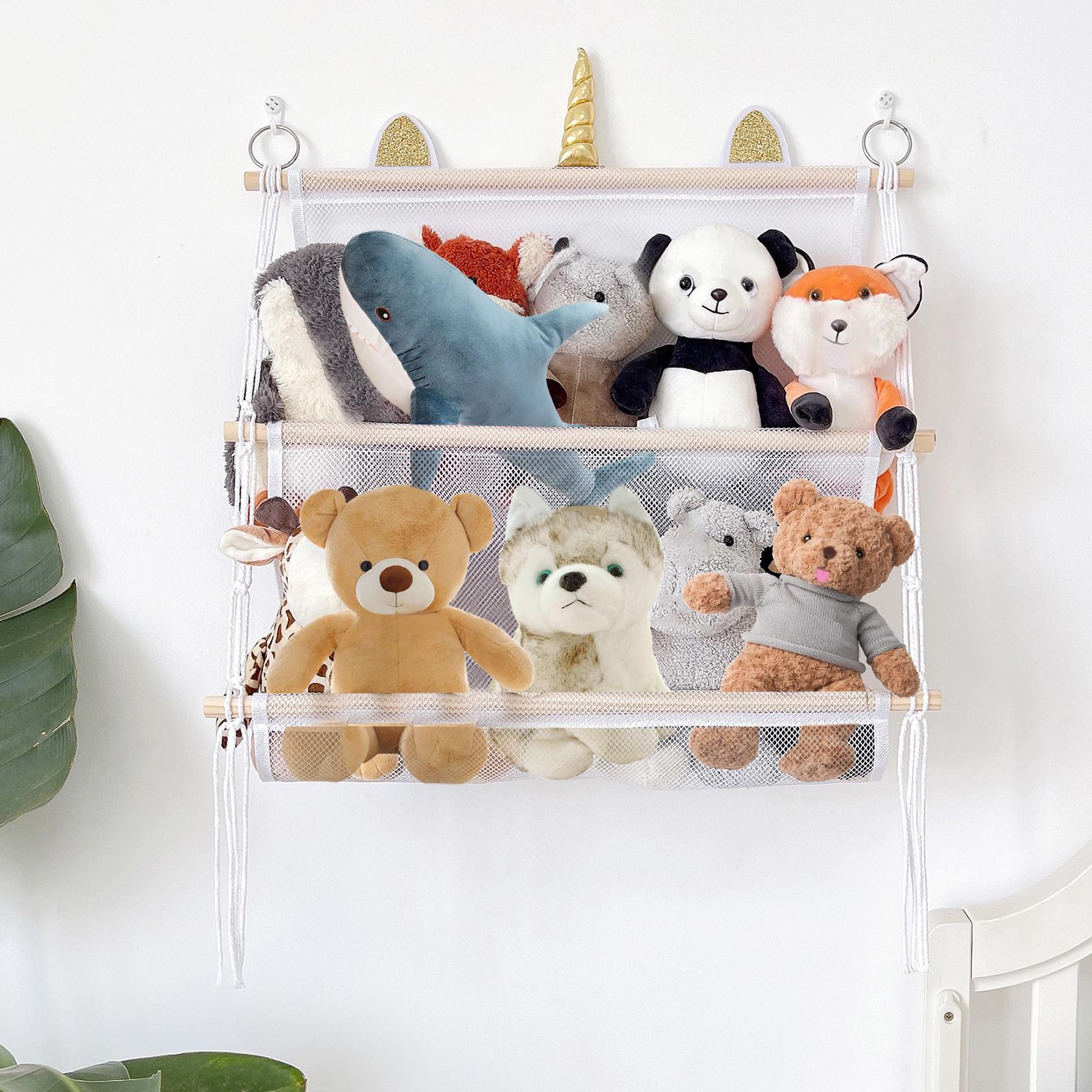 Stuffed Animal Net Hammock Two Layers Decor Hanging Storage for Home Bedroom