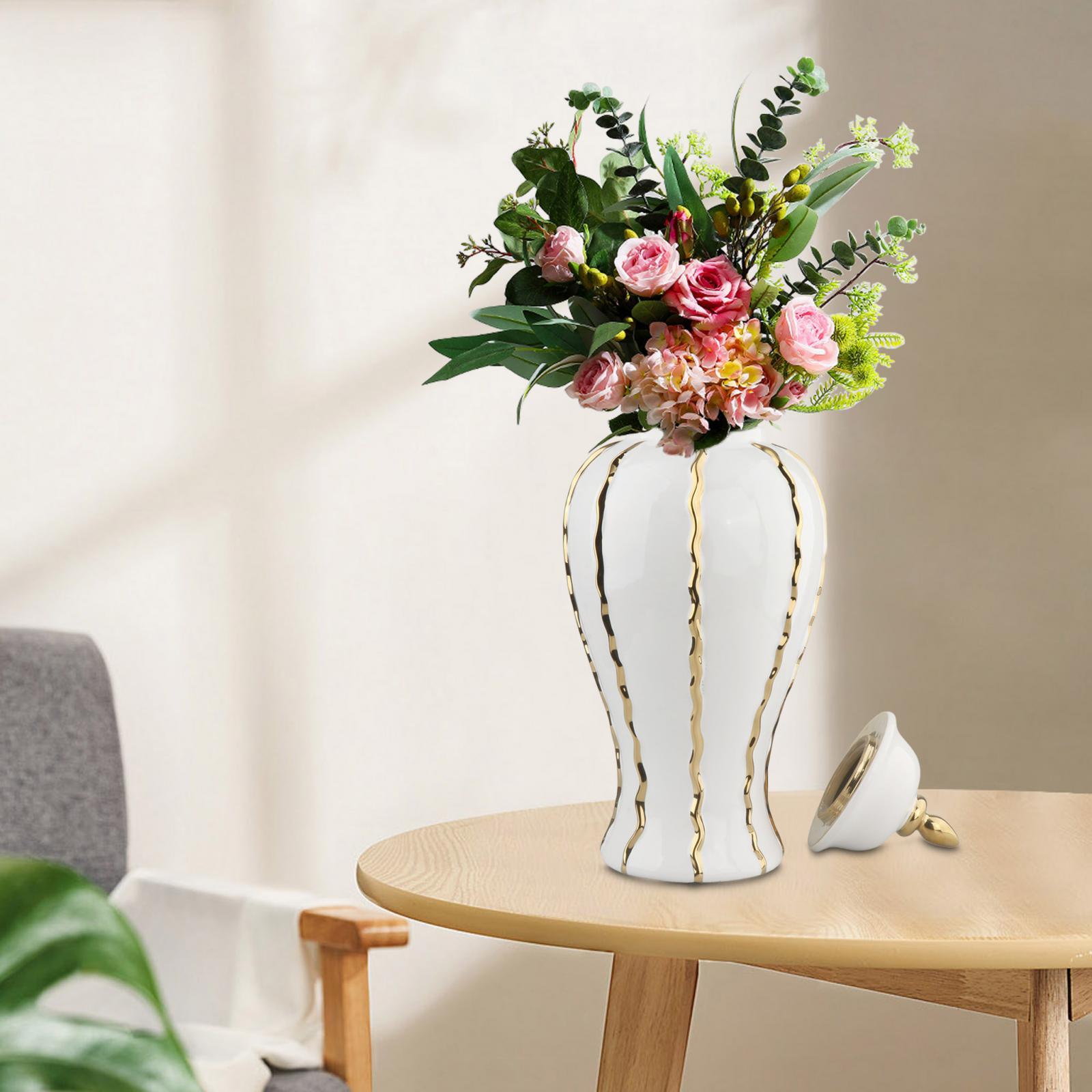 Ceramic Flower Vase Chinese Ceramic Ginger Jar for Bookshelf Entryway Office