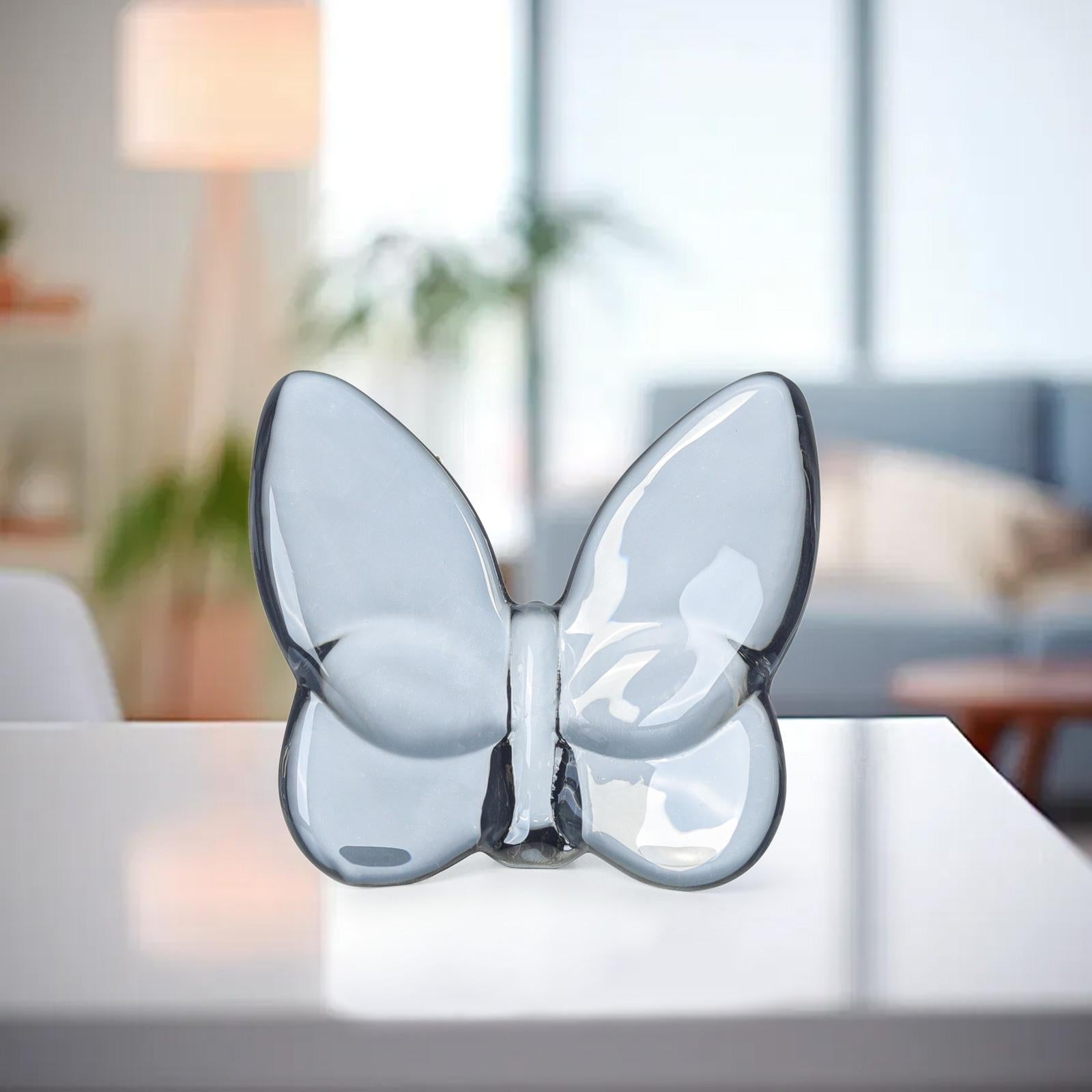Crystal Butterfly Figurine Flying Butterfly Figurine for Living Room Bedroom big gray