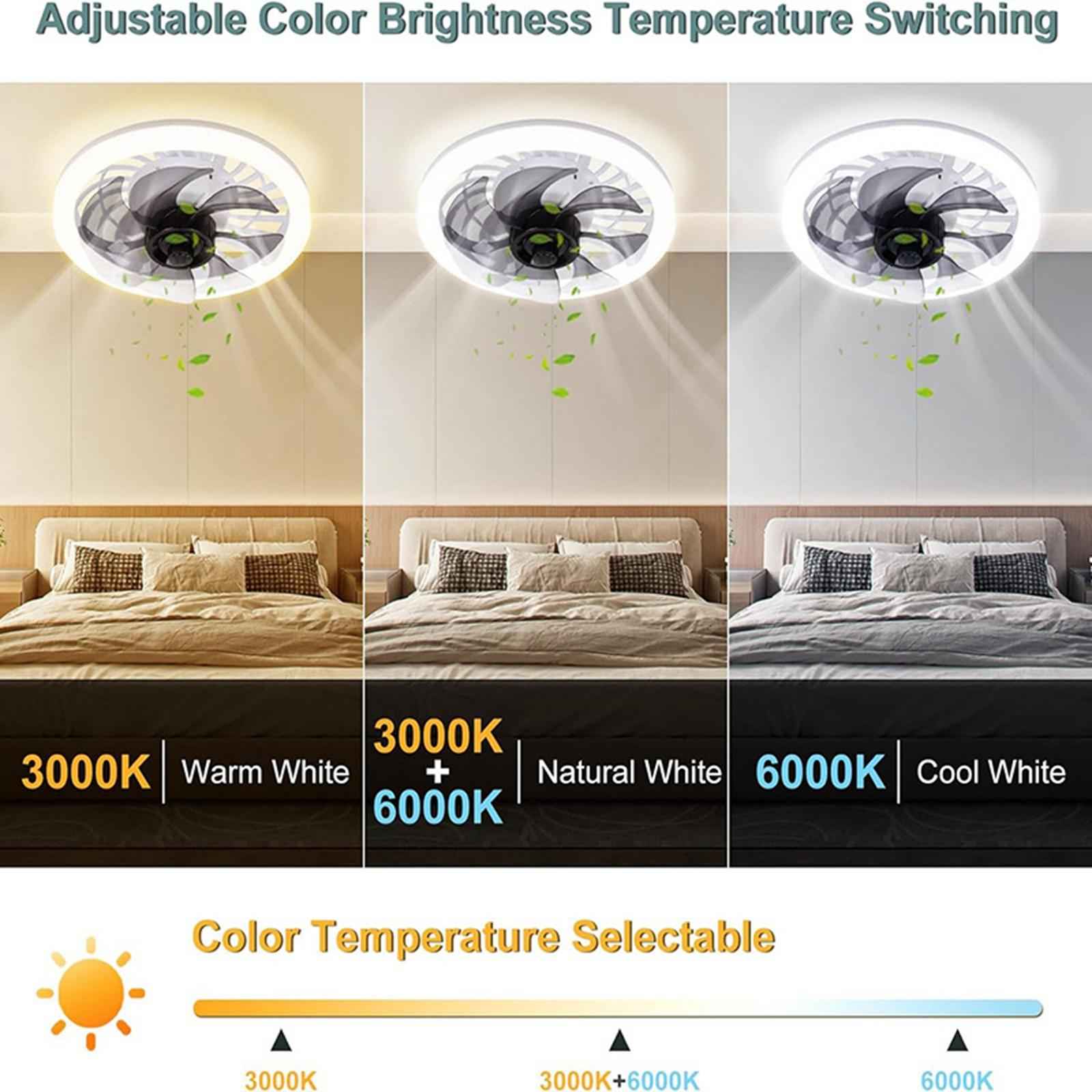 Ceiling Fan with Light Mute with Remote Fan Lamp for Office Home Dining Room White
