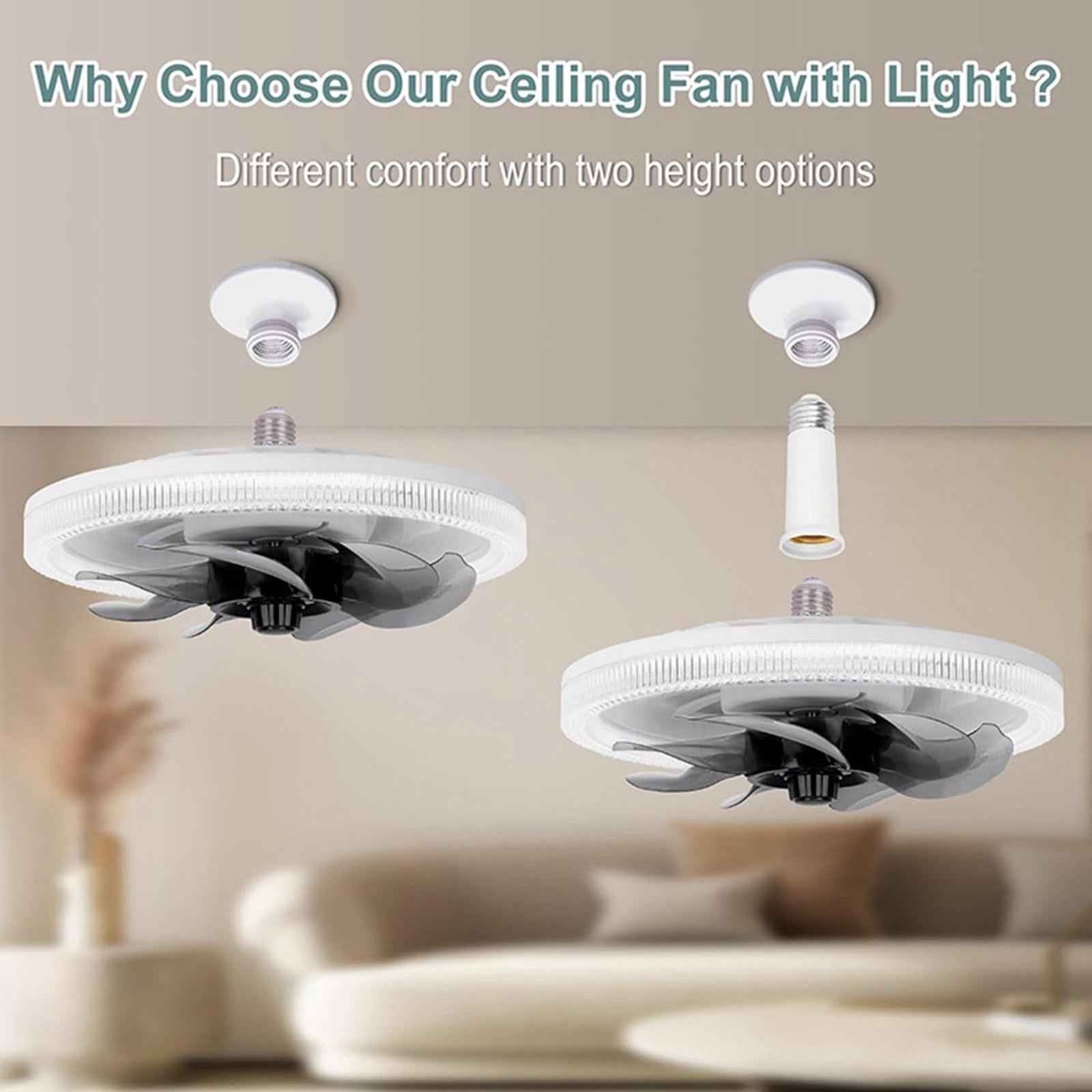 Ceiling Fan with Light Mute with Remote Fan Lamp for Office Home Dining Room White