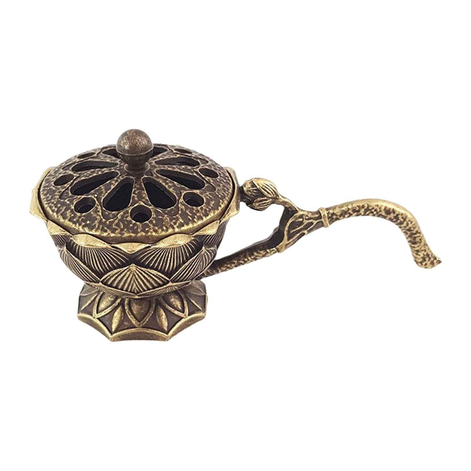 Incense Burner Hollow Out Holder for Dish Incense Incense Cones Coils Office Bronze Color